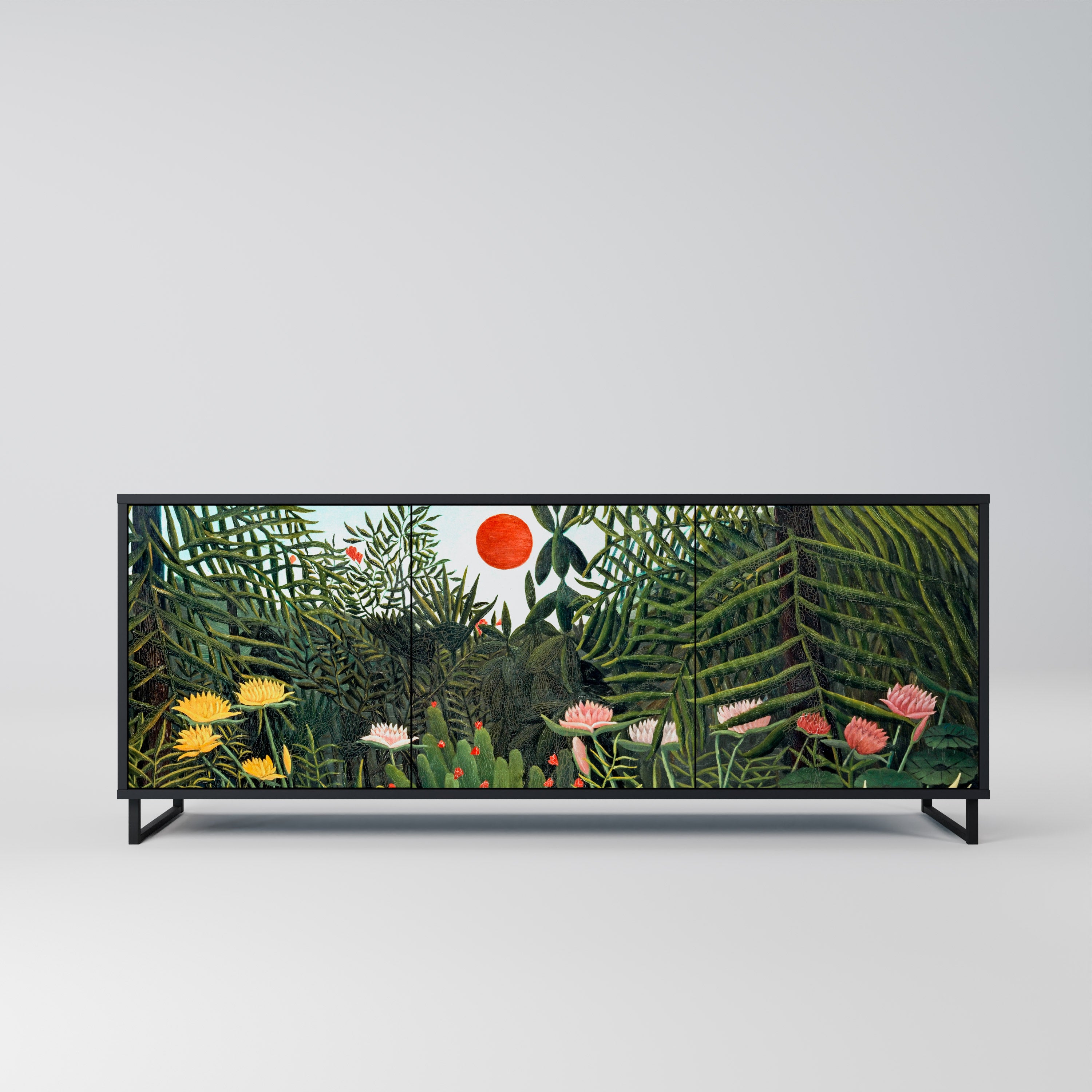 VIRGIN FOREST WITH SUNSET 3-Door Sideboard in Black Finish