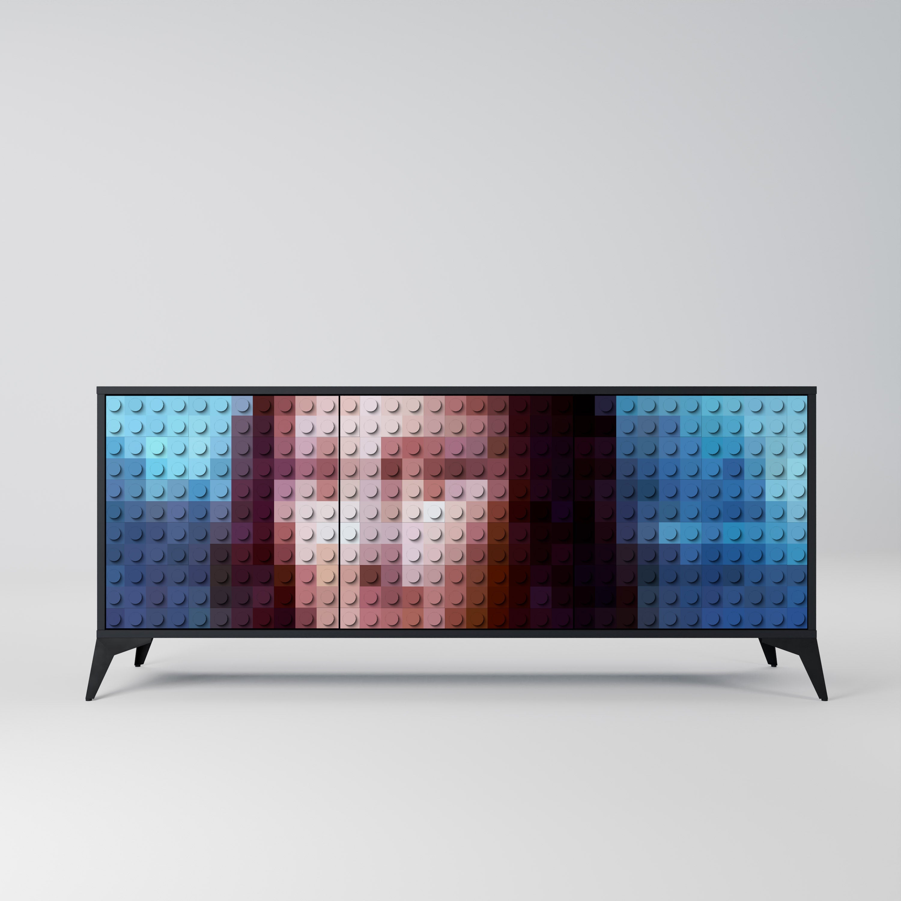 CONSTRUCTIVE ART 3-Door Sideboard in Black Finish