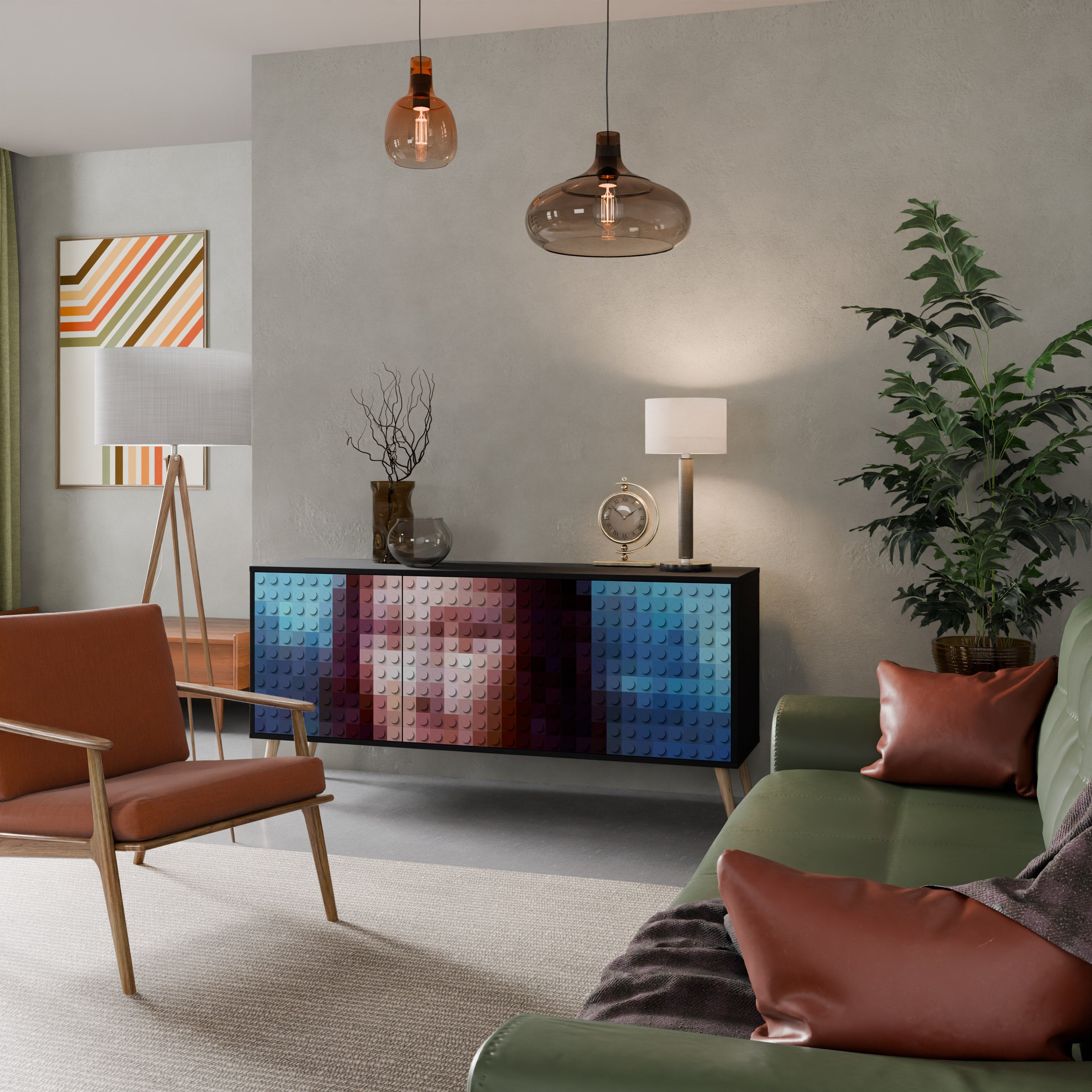 CONSTRUCTIVE ART 3-Door Sideboard in Black Finish