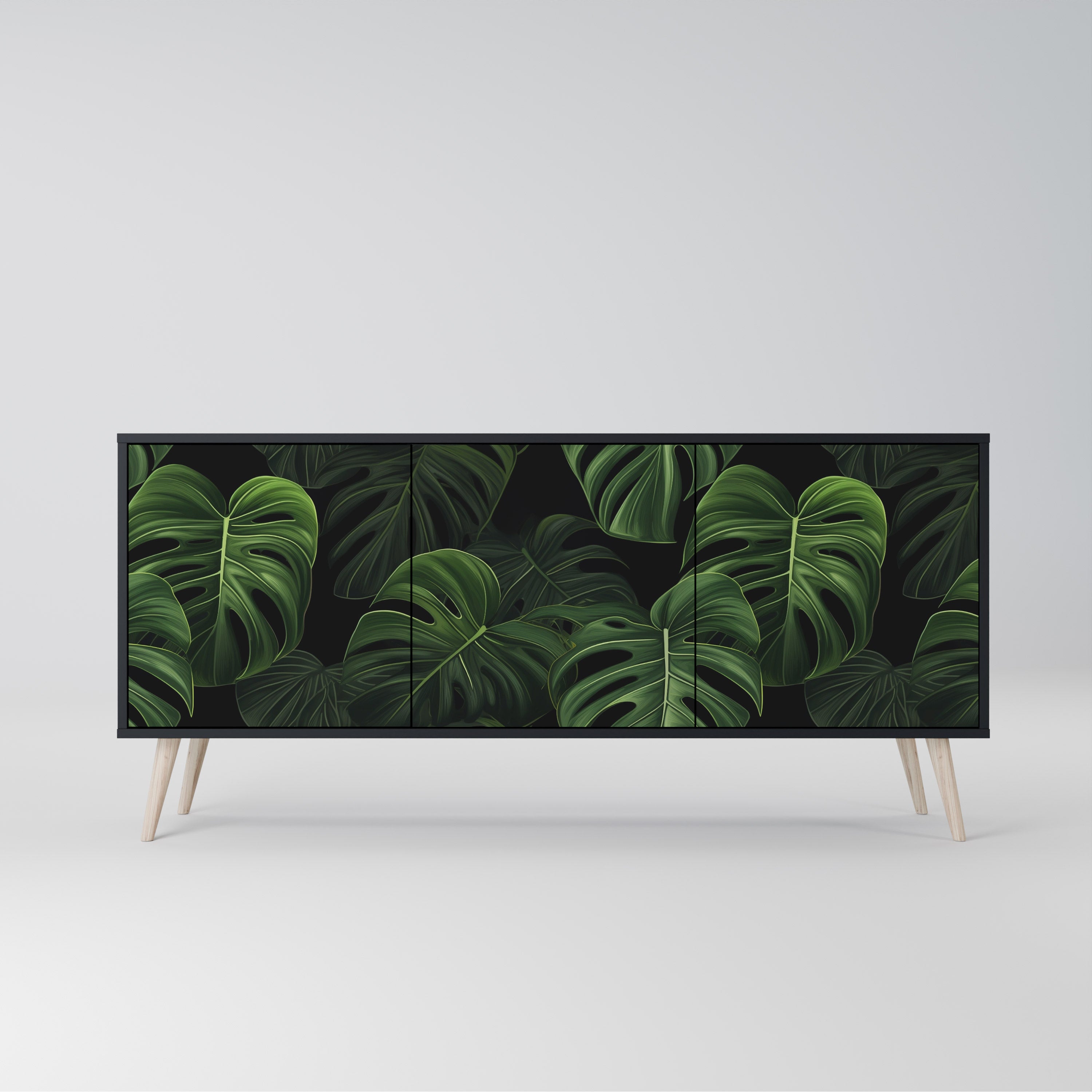 INFINITE MONSTERA 3-Door Sideboard in Black Finish