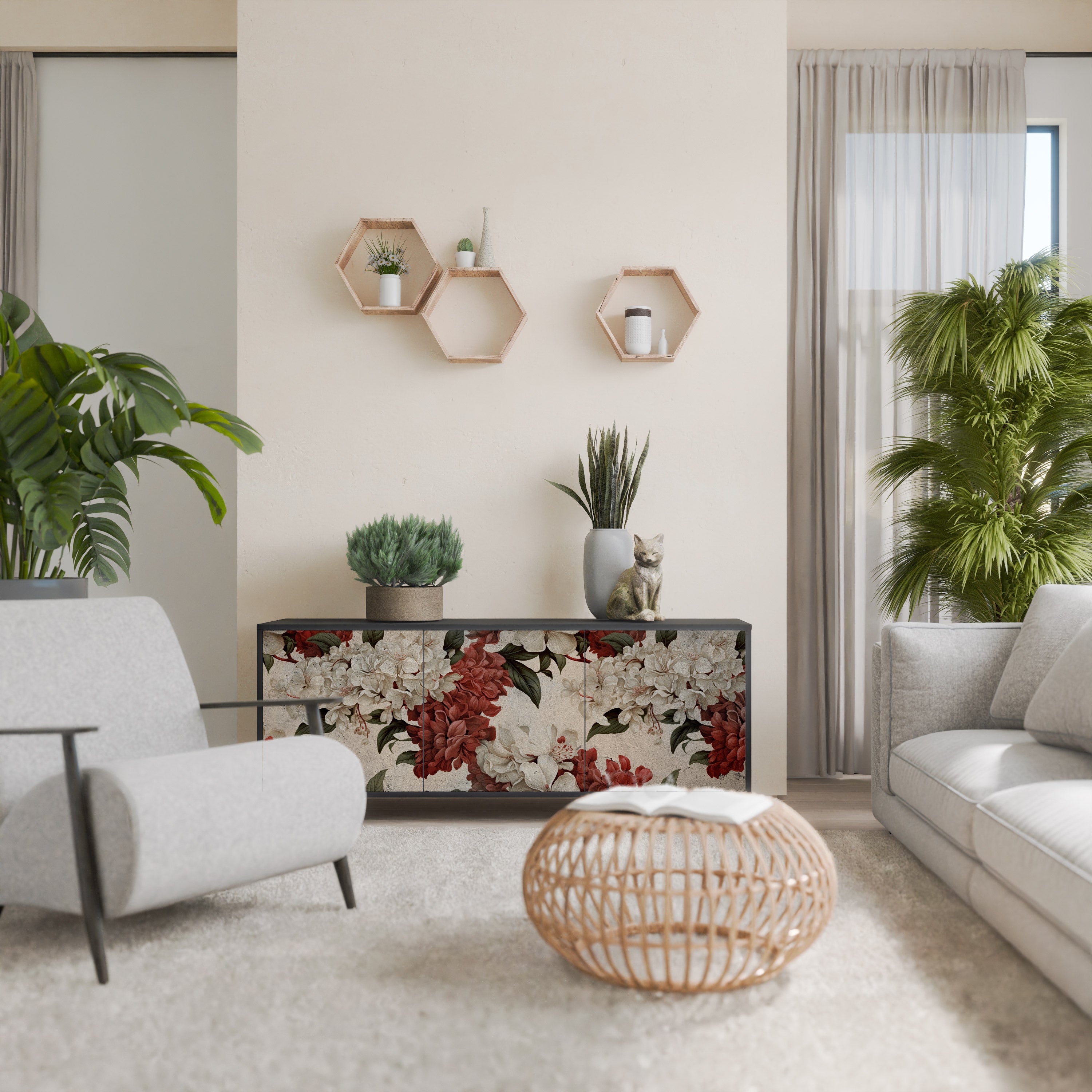 EPHEMERAL DAYS 3-Door Sideboard in Black Finish