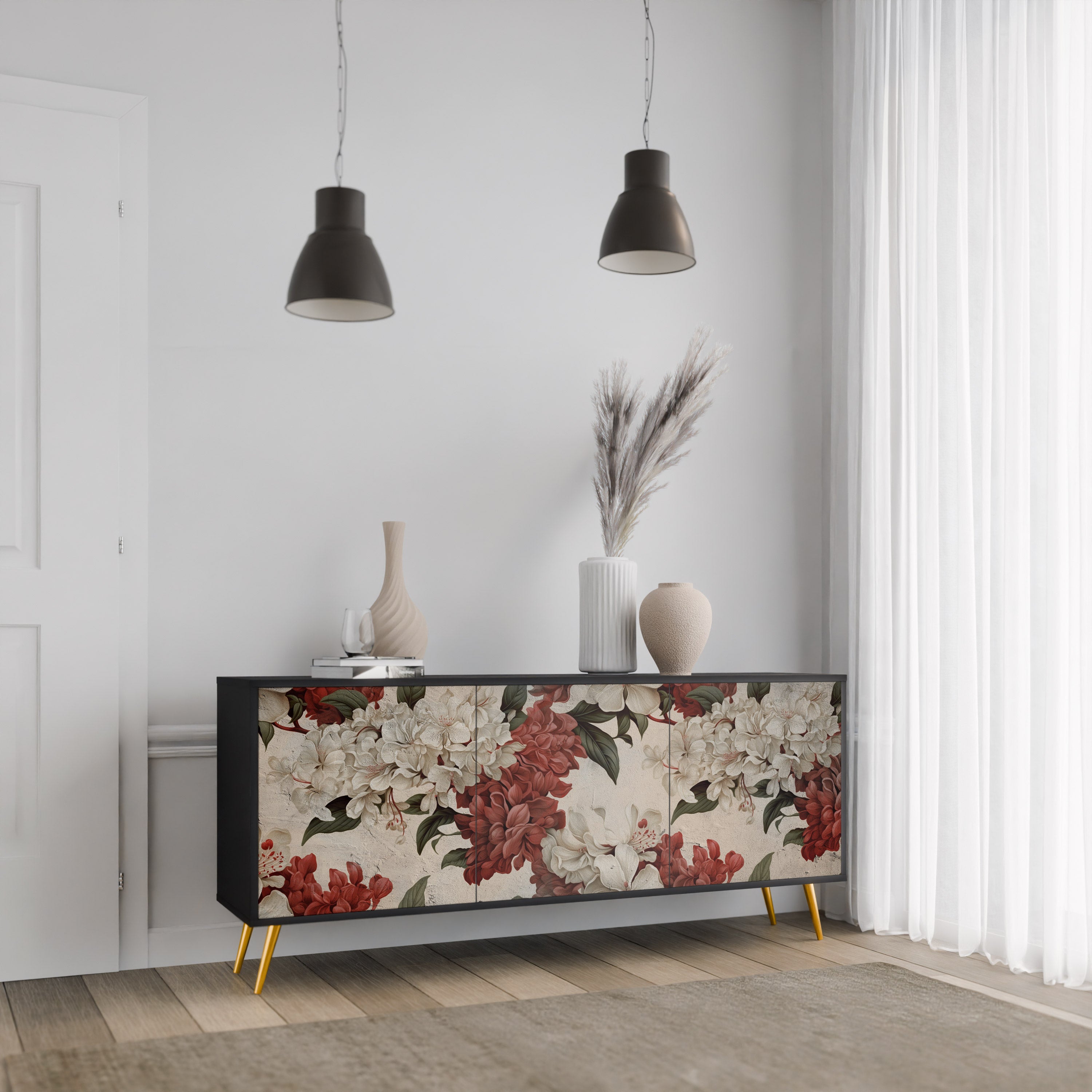 EPHEMERAL DAYS 3-Door Sideboard in Black Finish