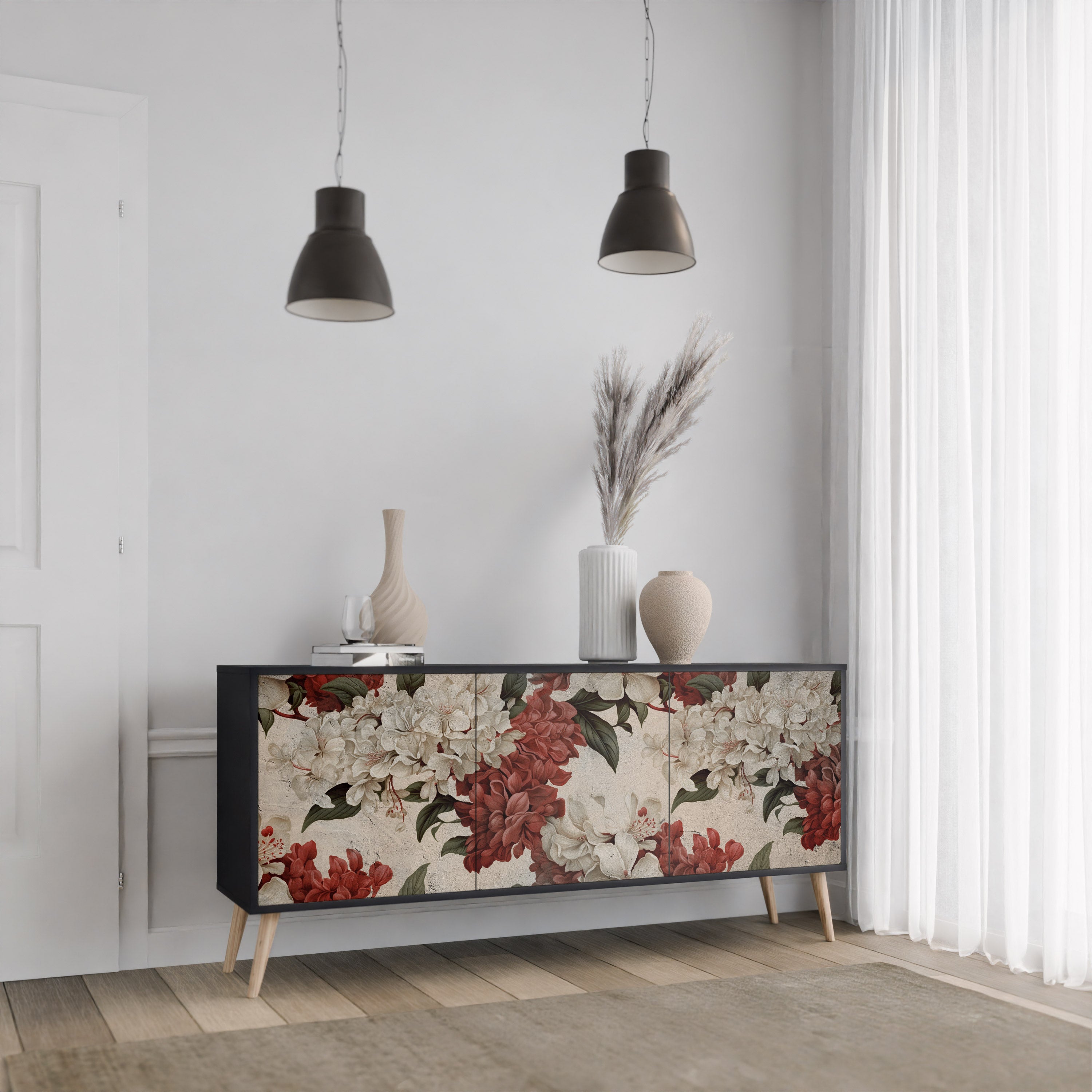 EPHEMERAL DAYS 3-Door Sideboard in Black Finish