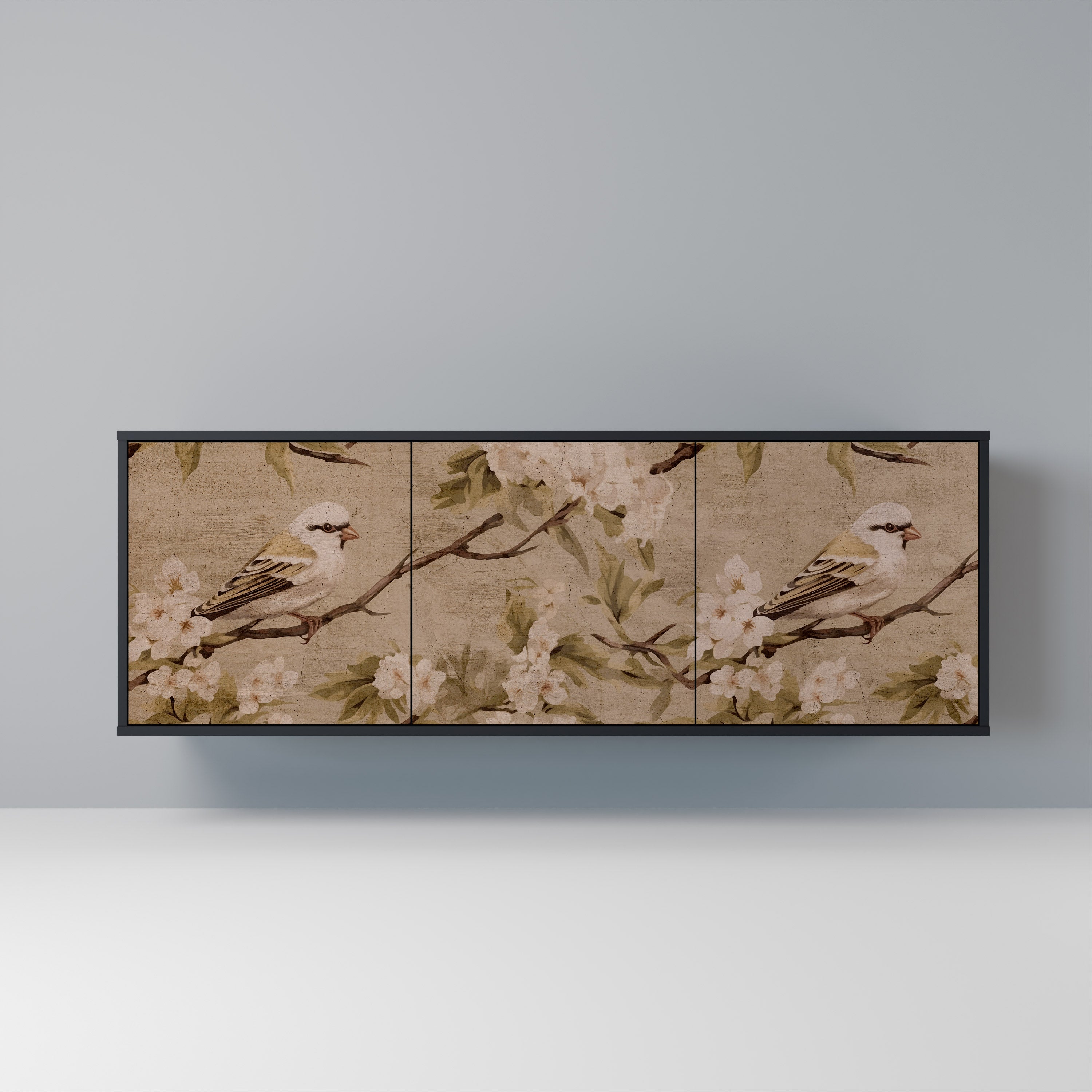 PETAL DISTINGUISH 3-Door Sideboard in Black Finish