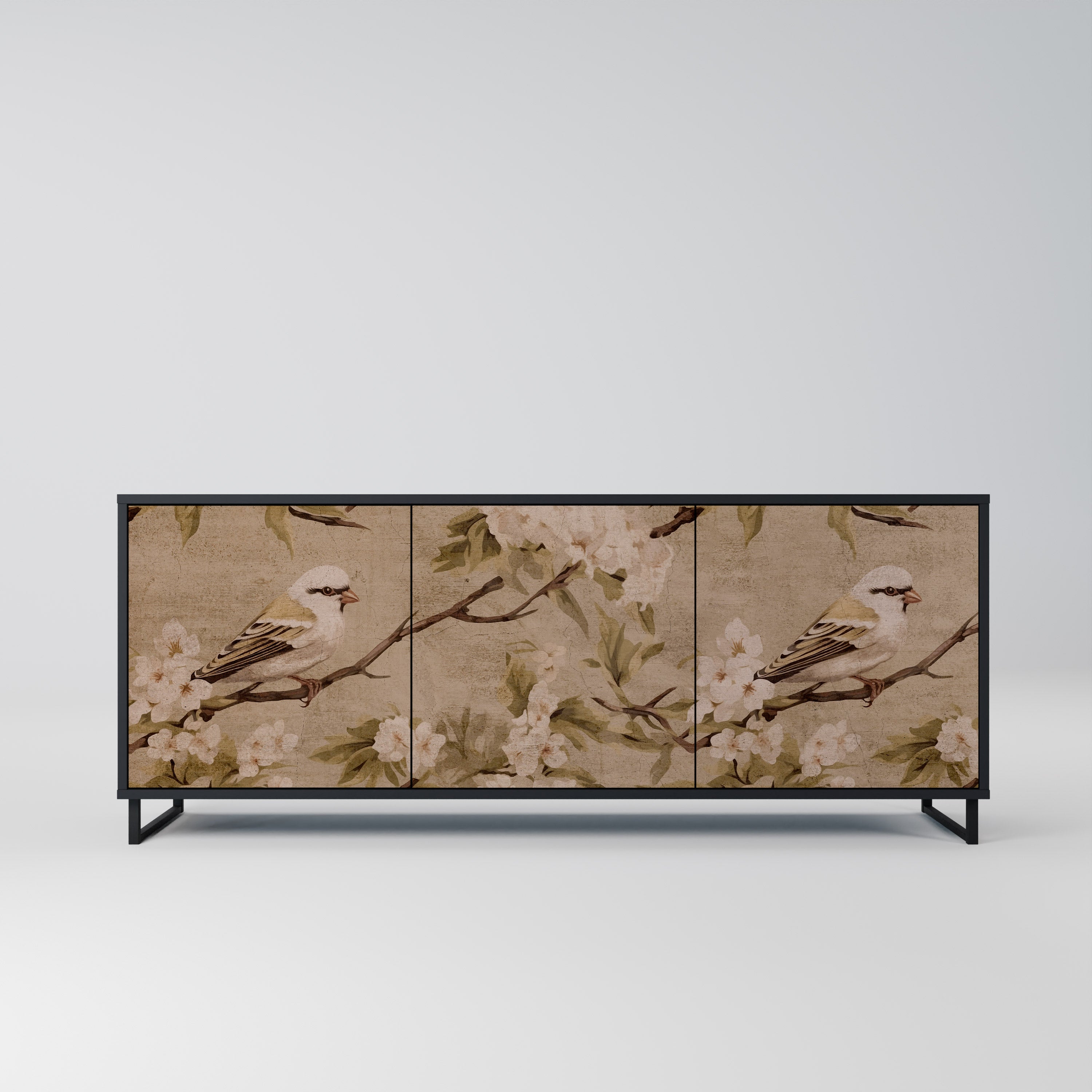 PETAL DISTINGUISH 3-Door Sideboard in Black Finish