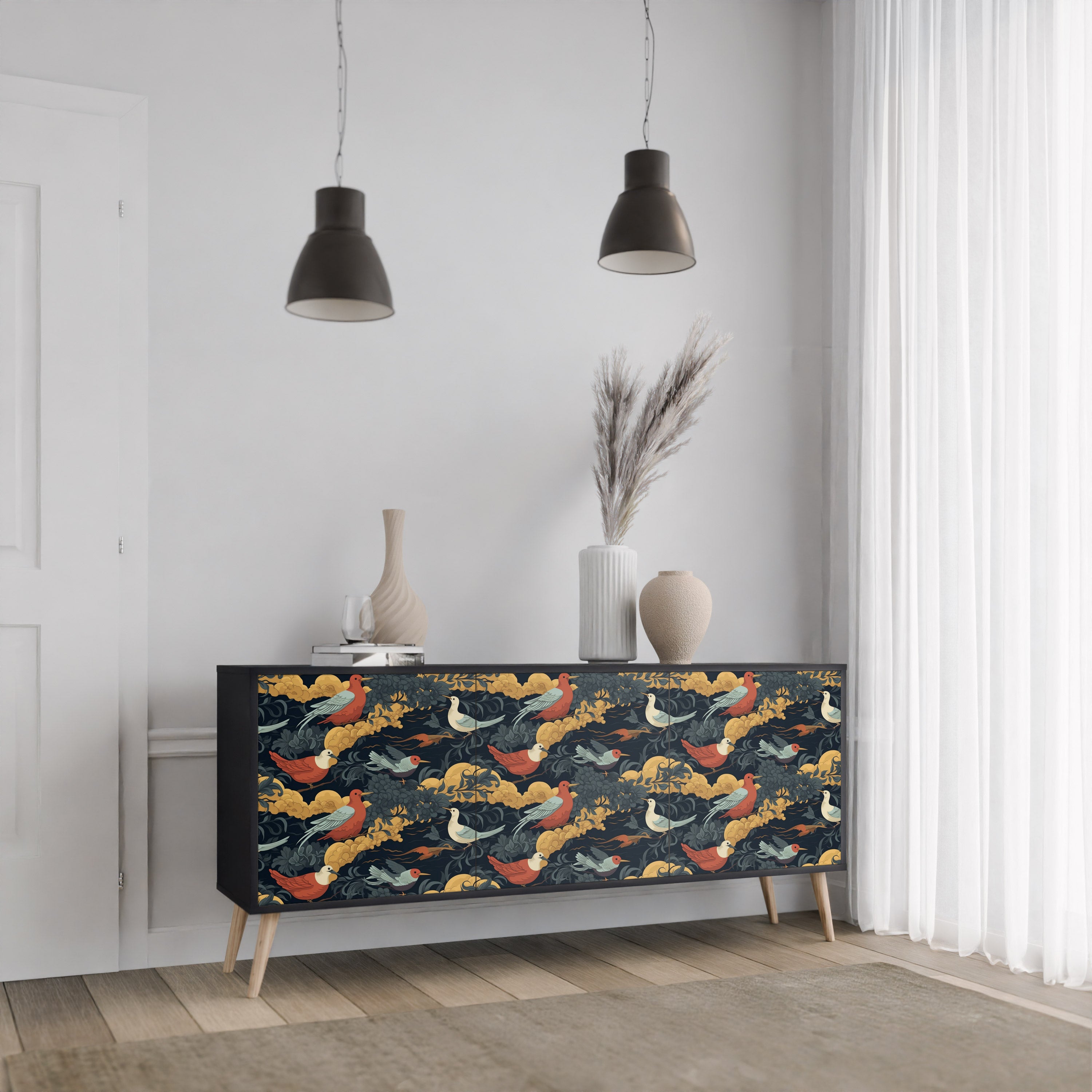FOWLY DAZE 3-Door Sideboard in Black Finish