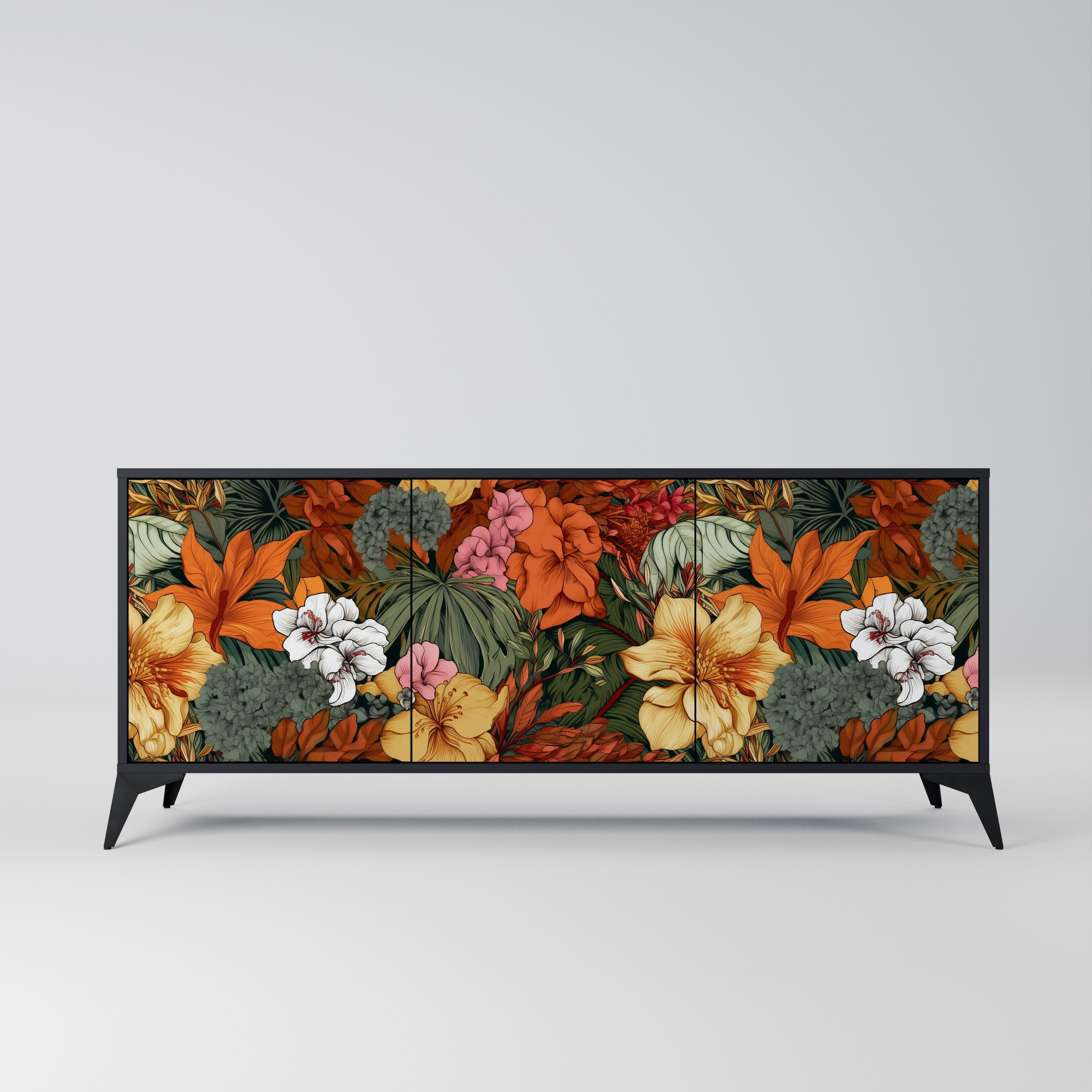 RADIANT FLORA 3-Door Sideboard in Black Finish
