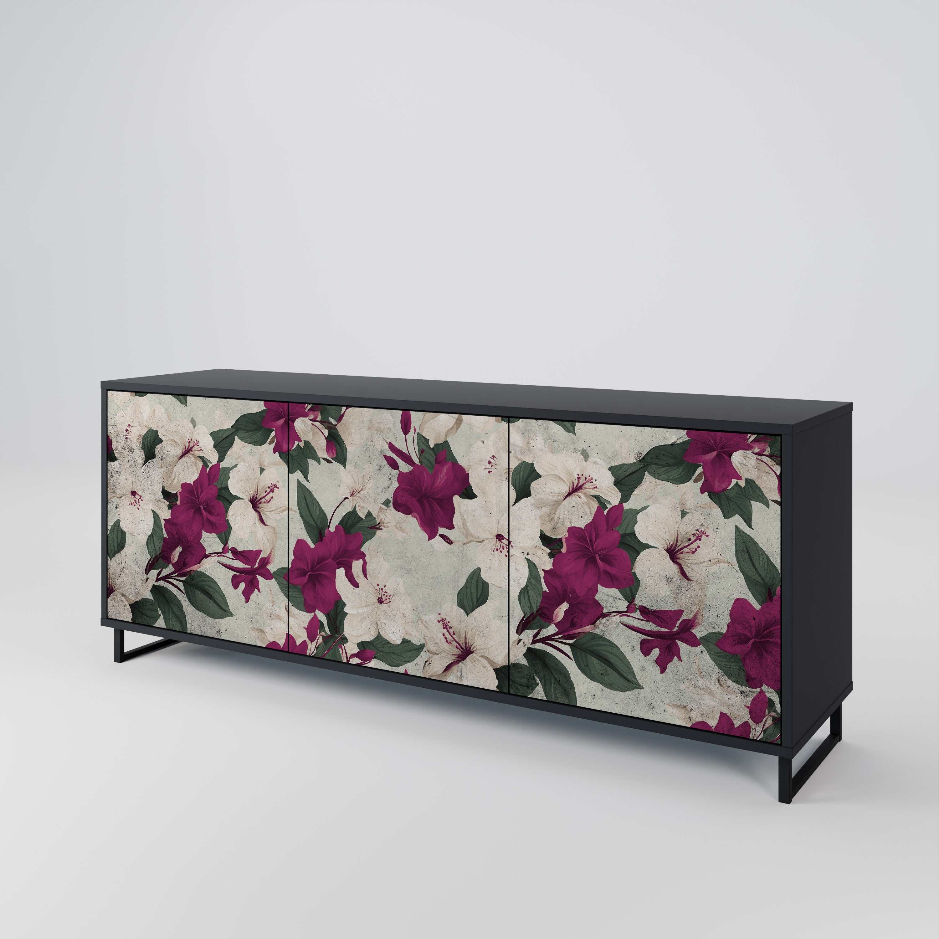 FLOWERET DREAM 3-Door Sideboard in Black Finish