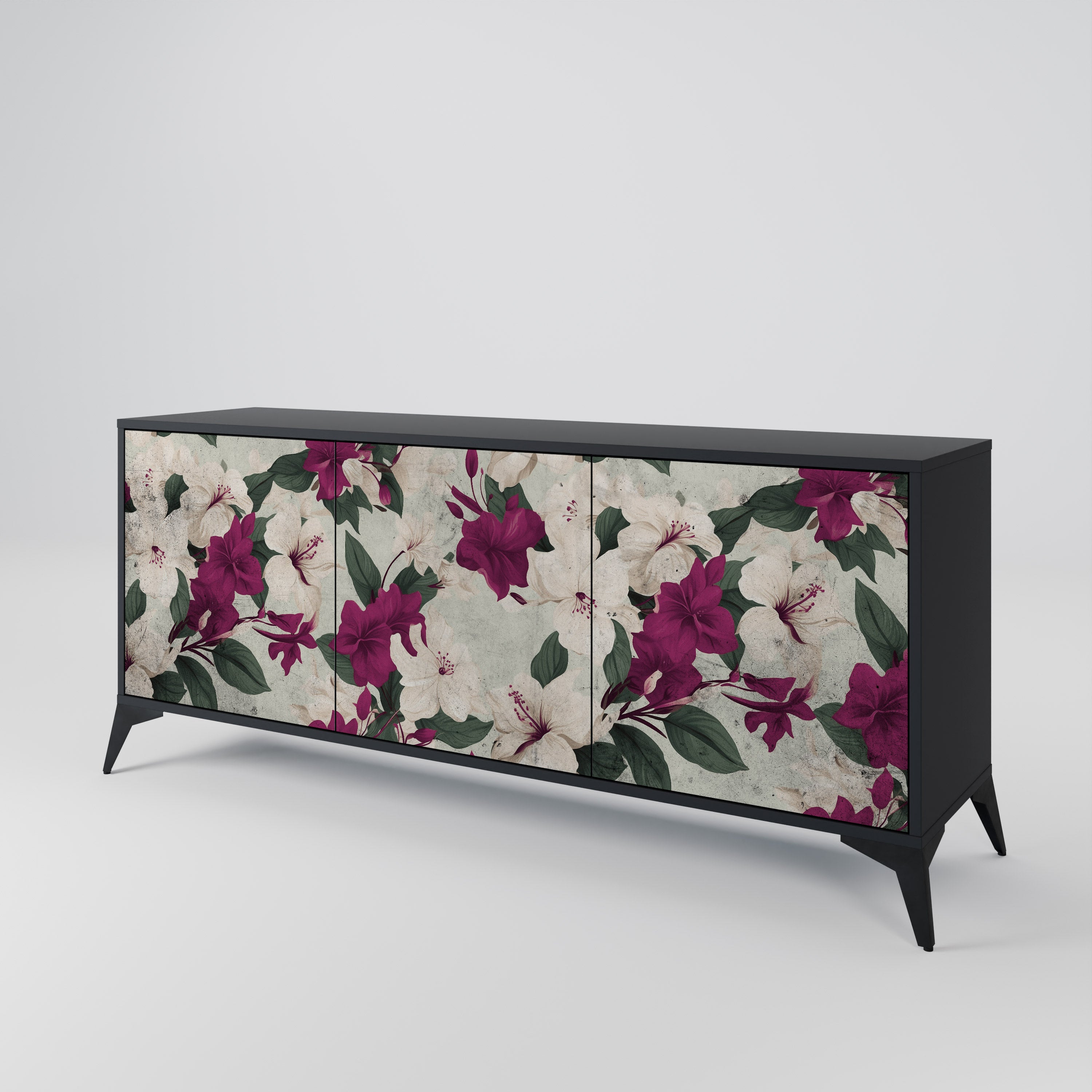 FLOWERET DREAM 3-Door Sideboard in Black Finish
