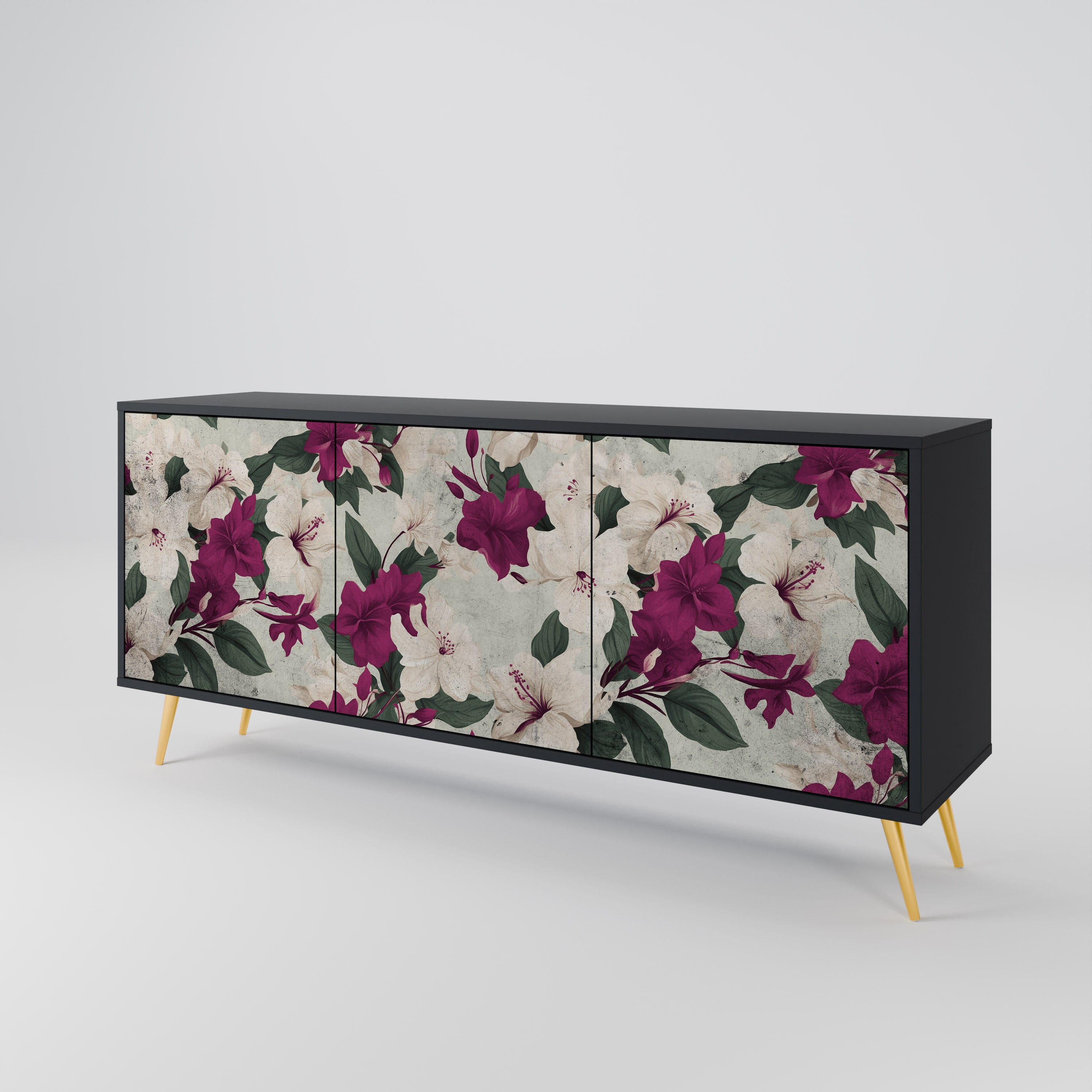 FLOWERET DREAM 3-Door Sideboard in Black Finish