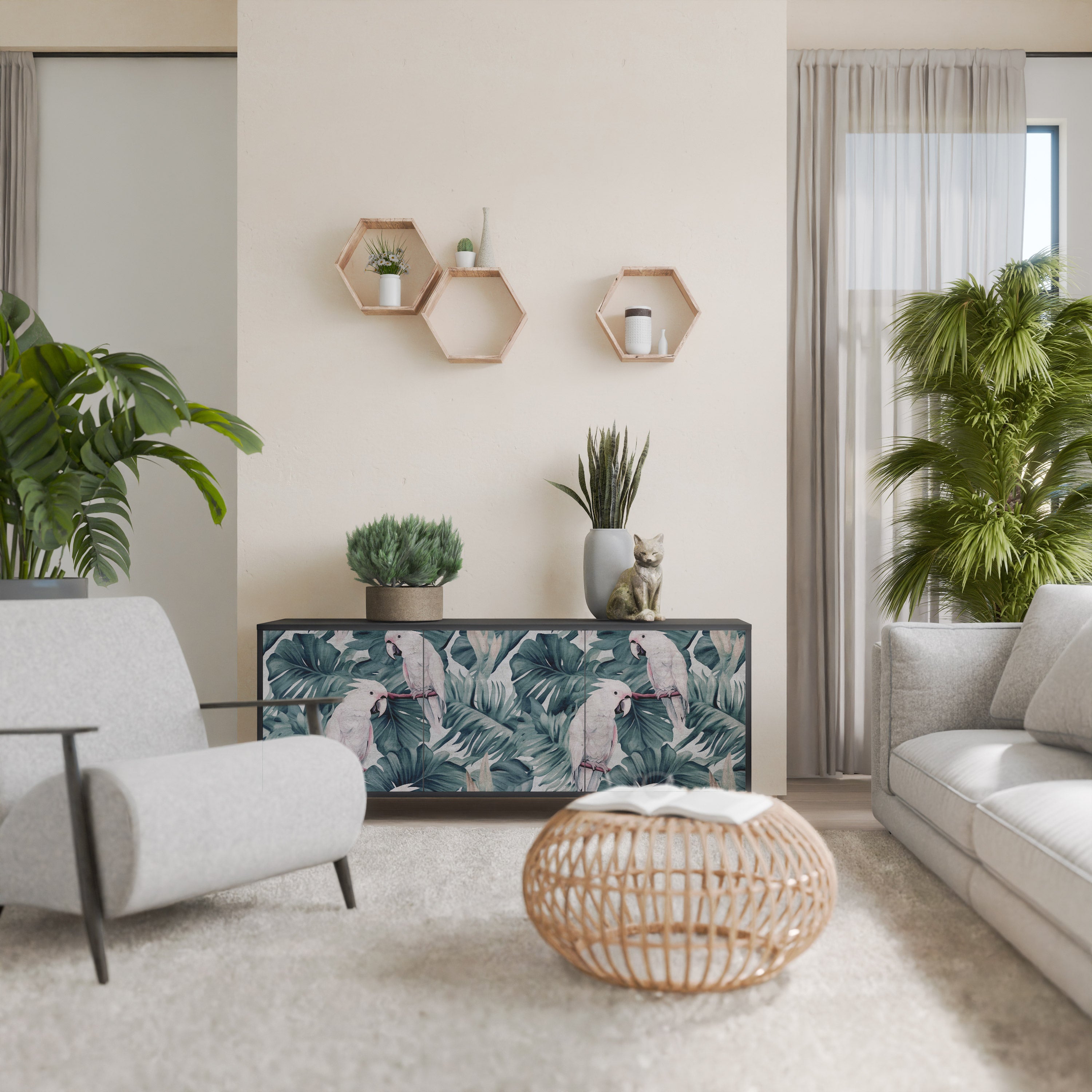 POPINJAY LOOK 3-Door Sideboard in Black Finish