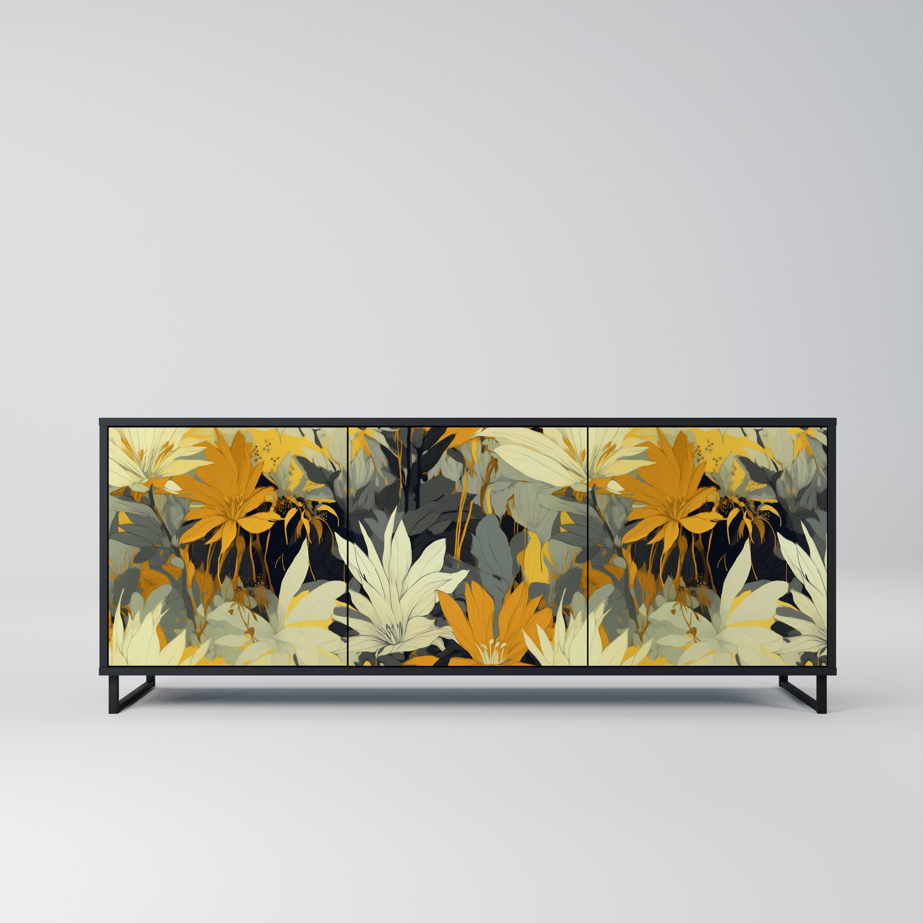 SUNKISSED LILY 3-Door Sideboard in Black Finish