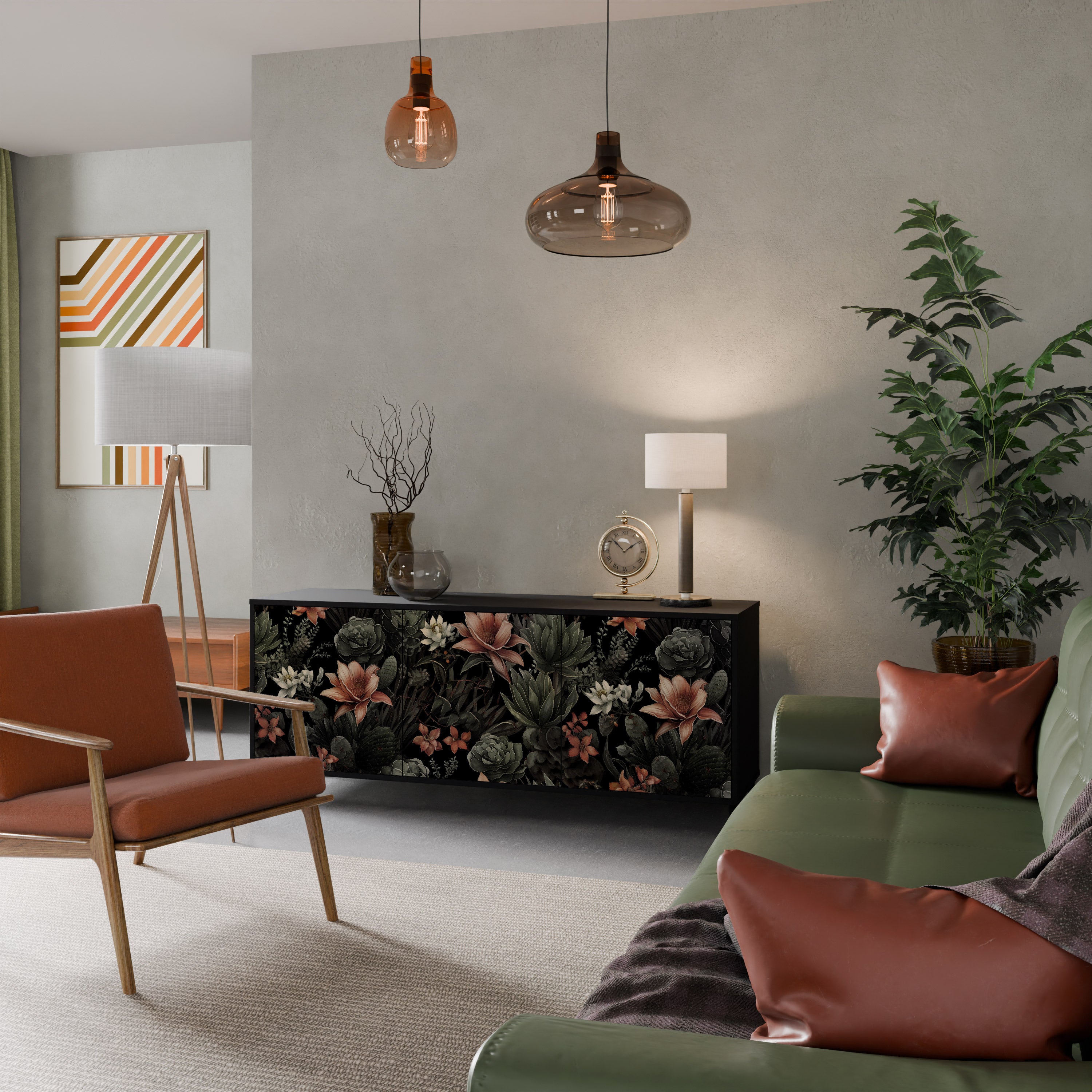 SECRET VERDURE 3-Door Sideboard in Black Finish