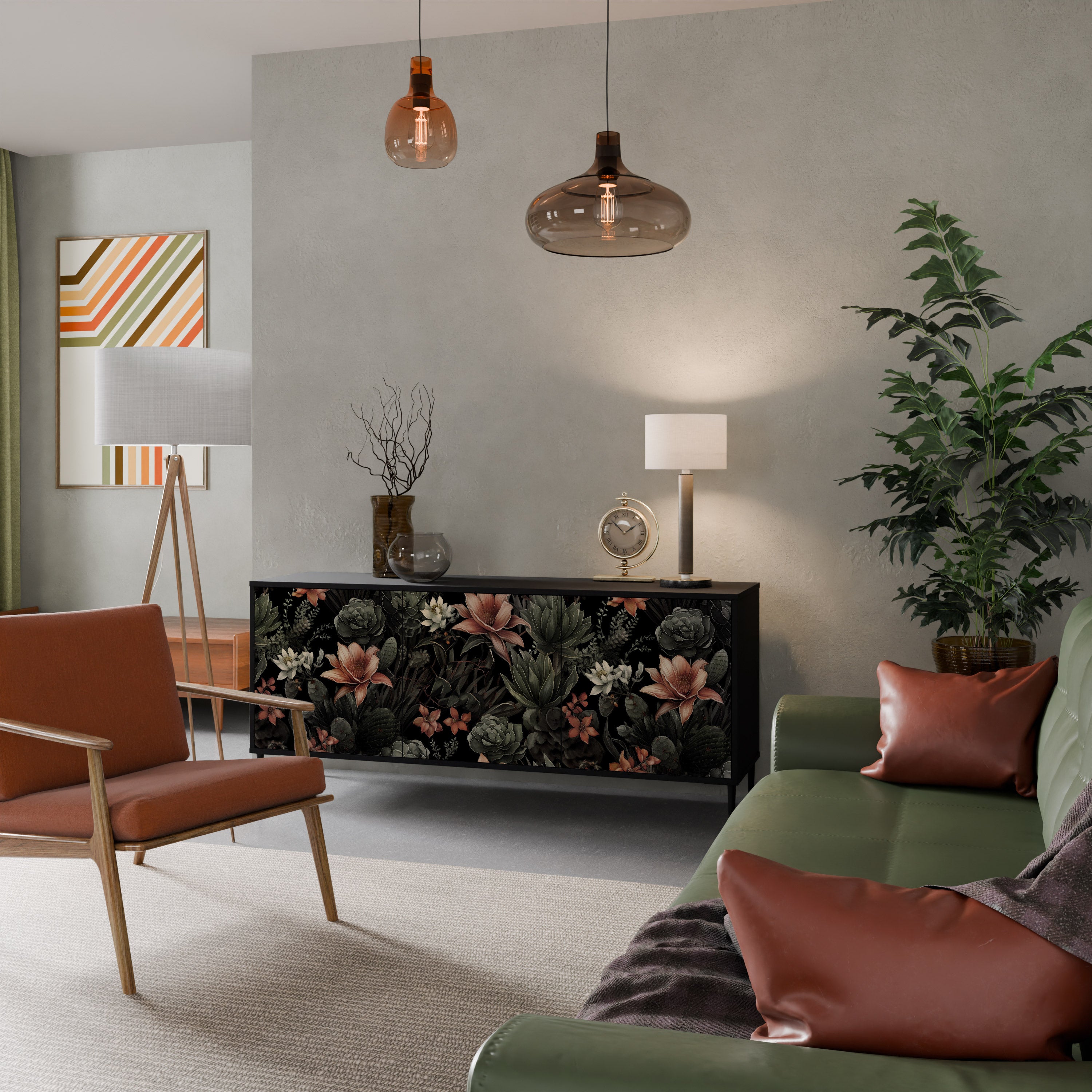 SECRET VERDURE 3-Door Sideboard in Black Finish