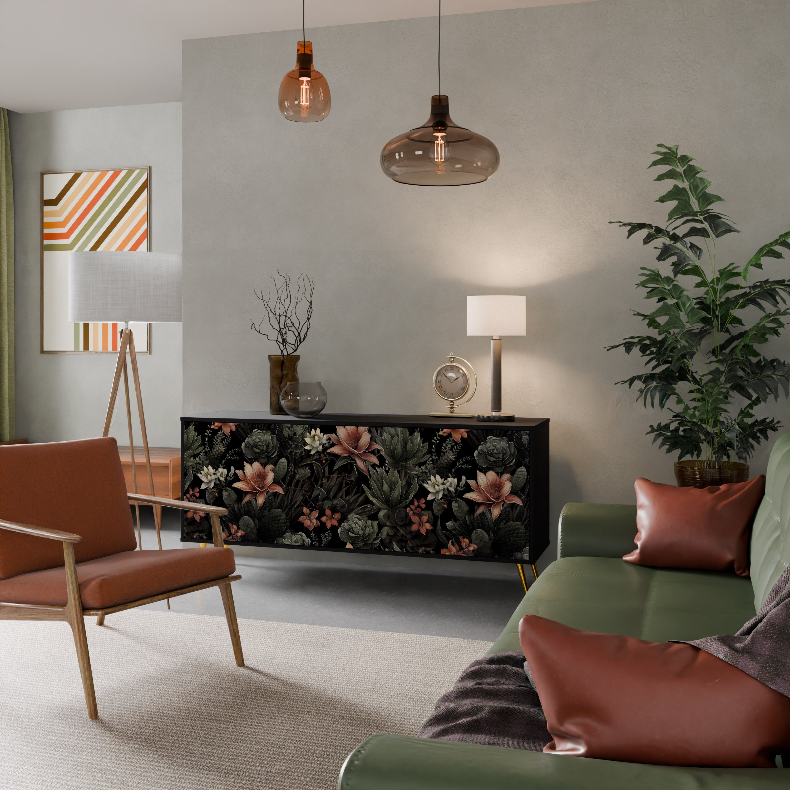 SECRET VERDURE 3-Door Sideboard in Black Finish