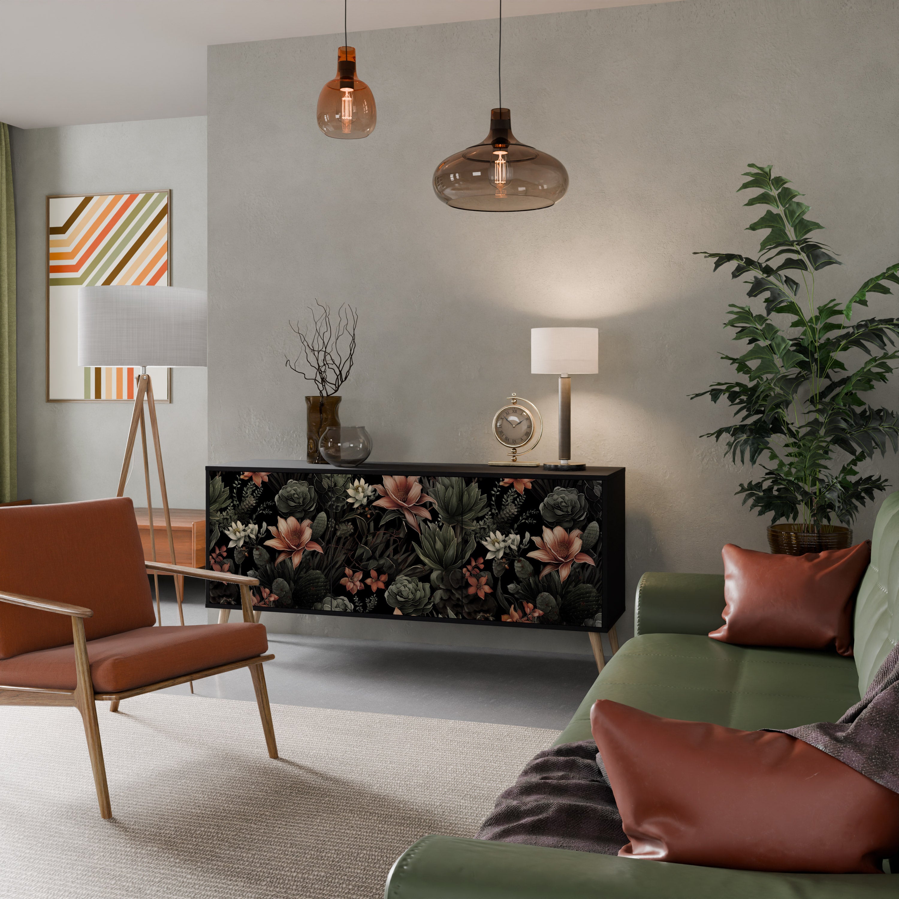 SECRET VERDURE 3-Door Sideboard in Black Finish