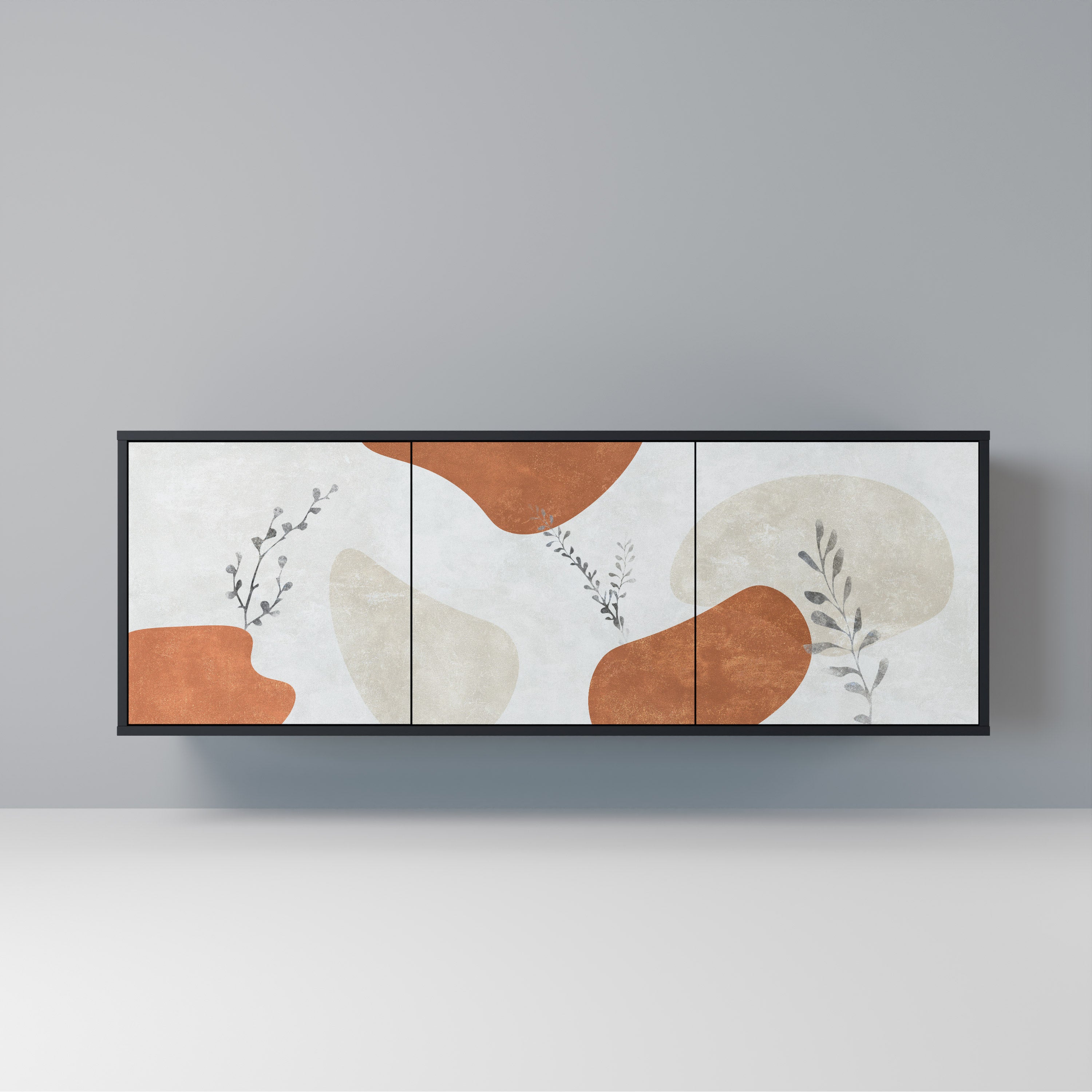 TRANQUIL TWIG 3-Door Sideboard in Black Finish