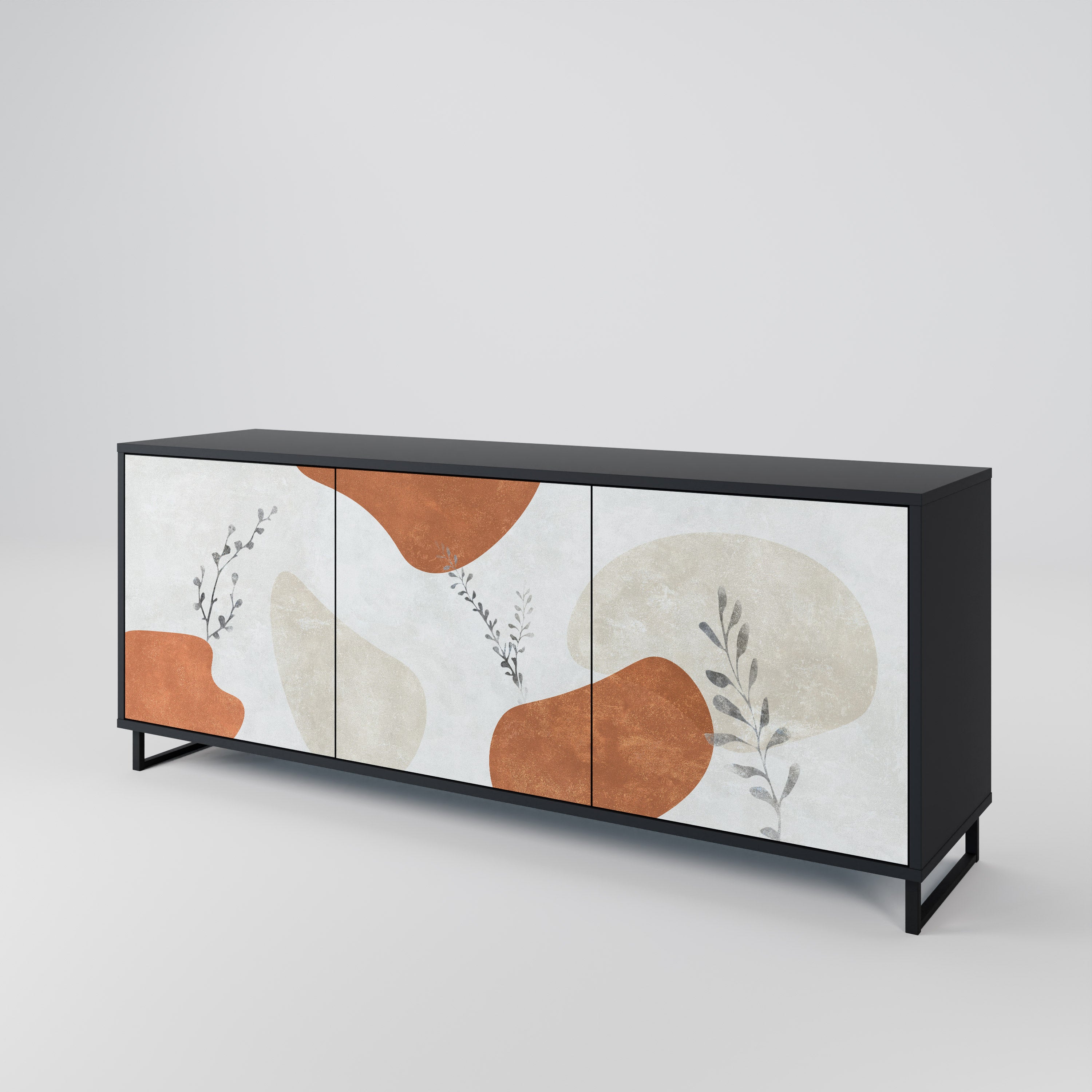 TRANQUIL TWIG 3-Door Sideboard in Black Finish