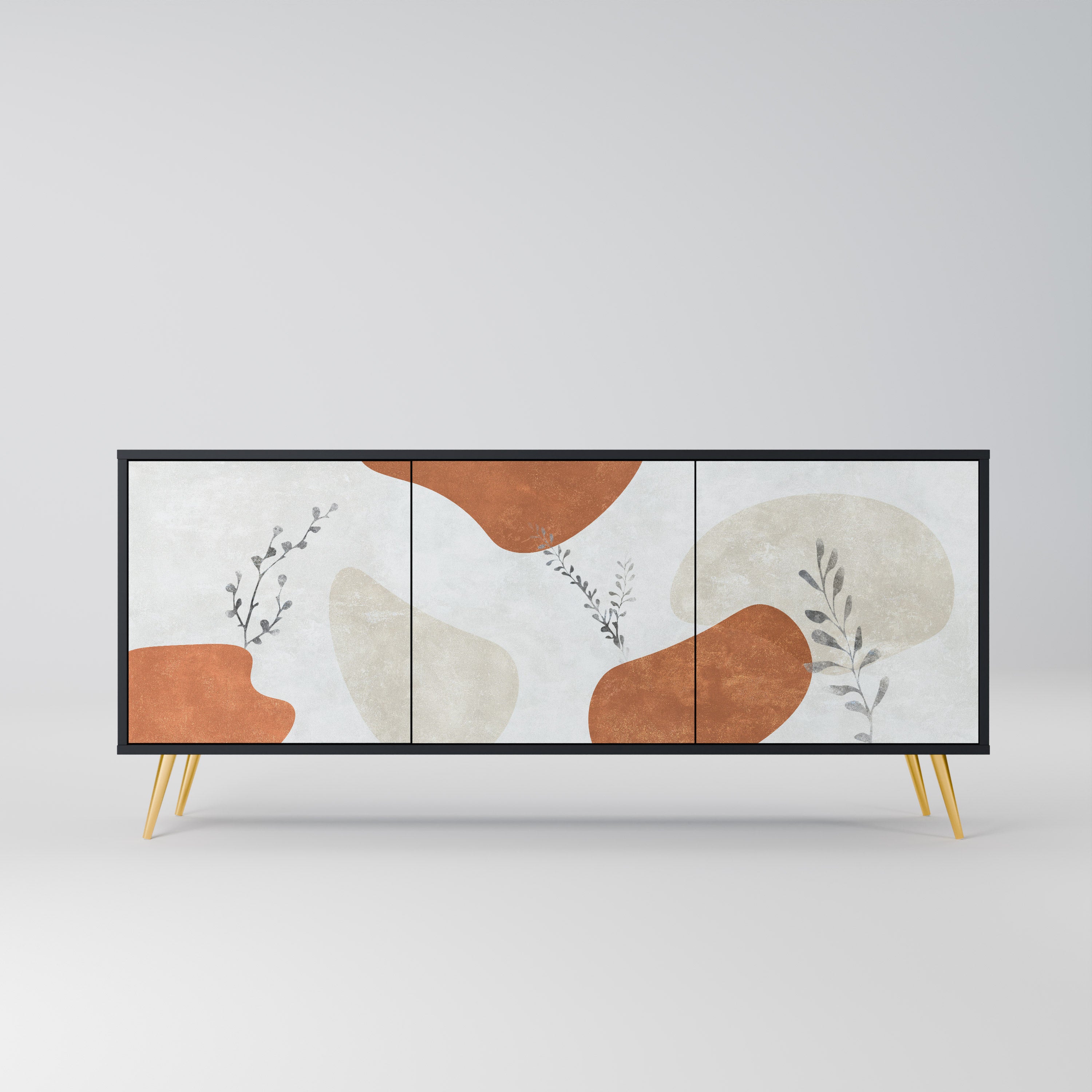 TRANQUIL TWIG 3-Door Sideboard in Black Finish