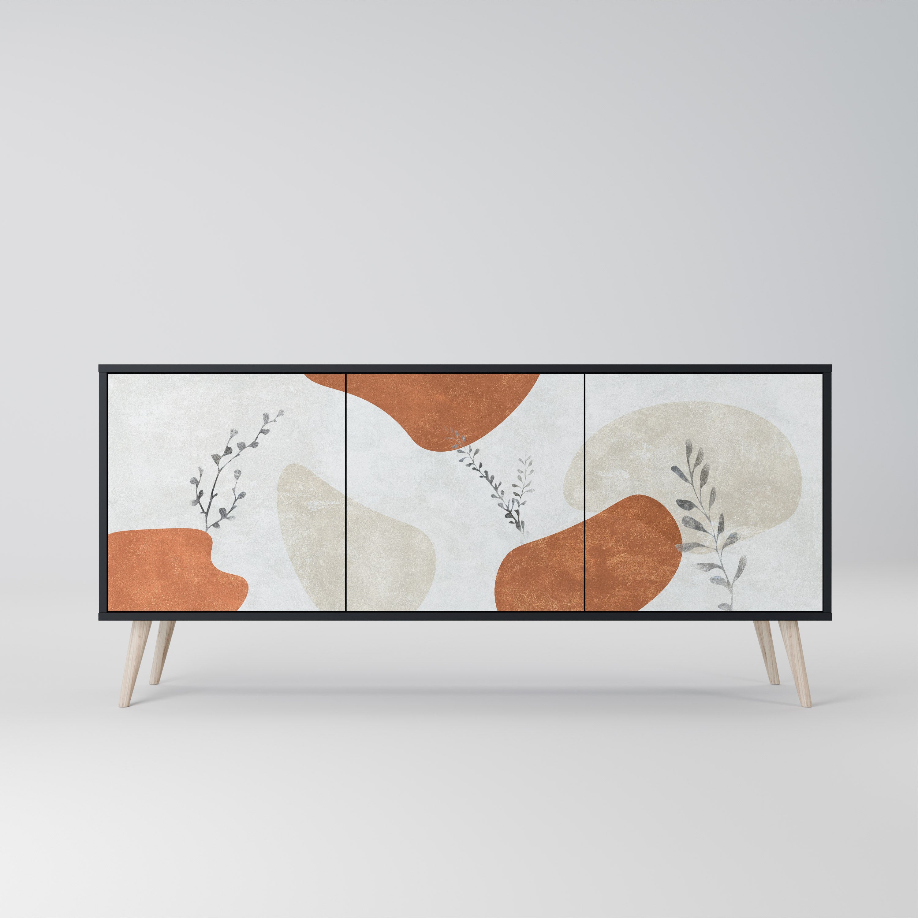 TRANQUIL TWIG 3-Door Sideboard in Black Finish