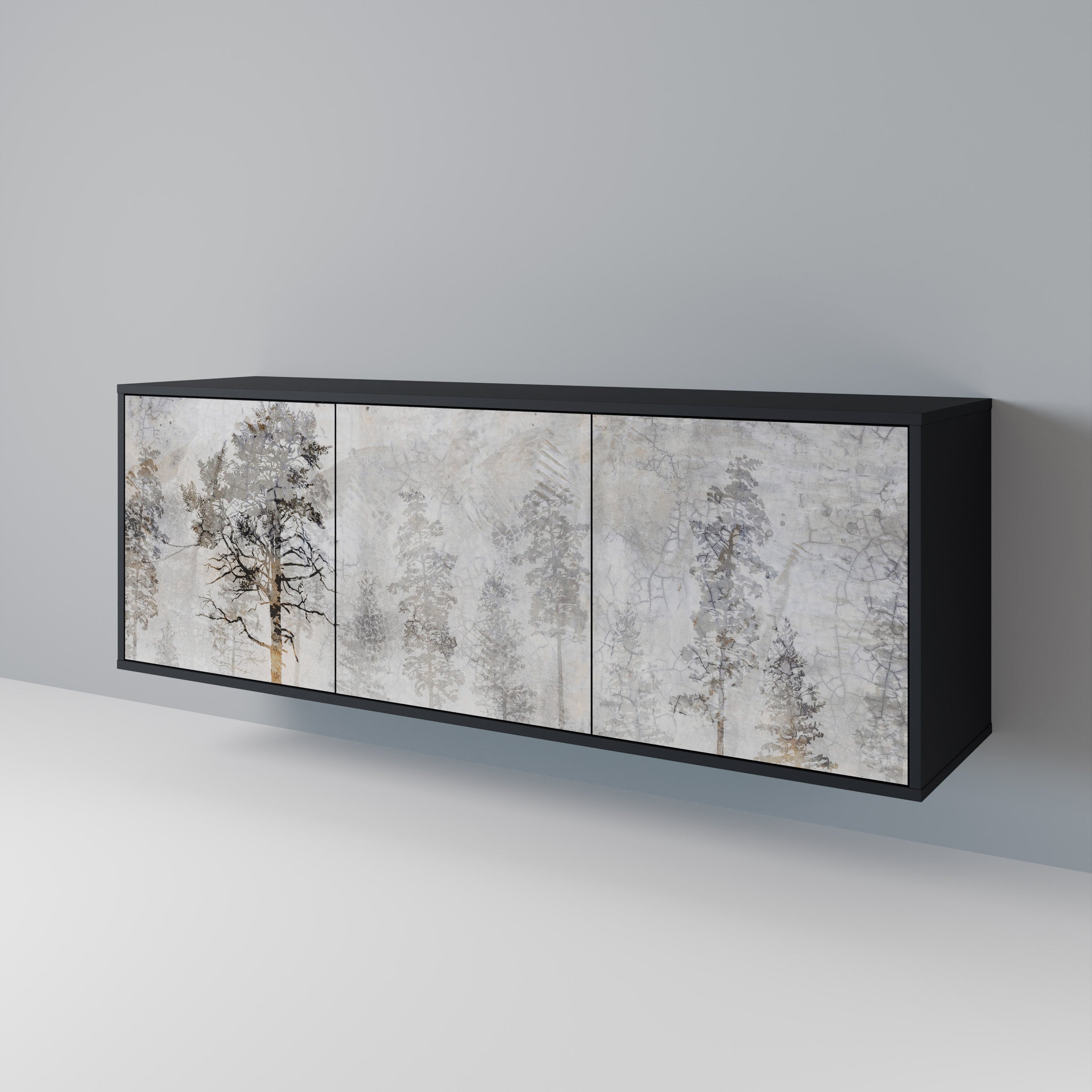 FADE IN THE TREES 3-Door Sideboard in Black Finish