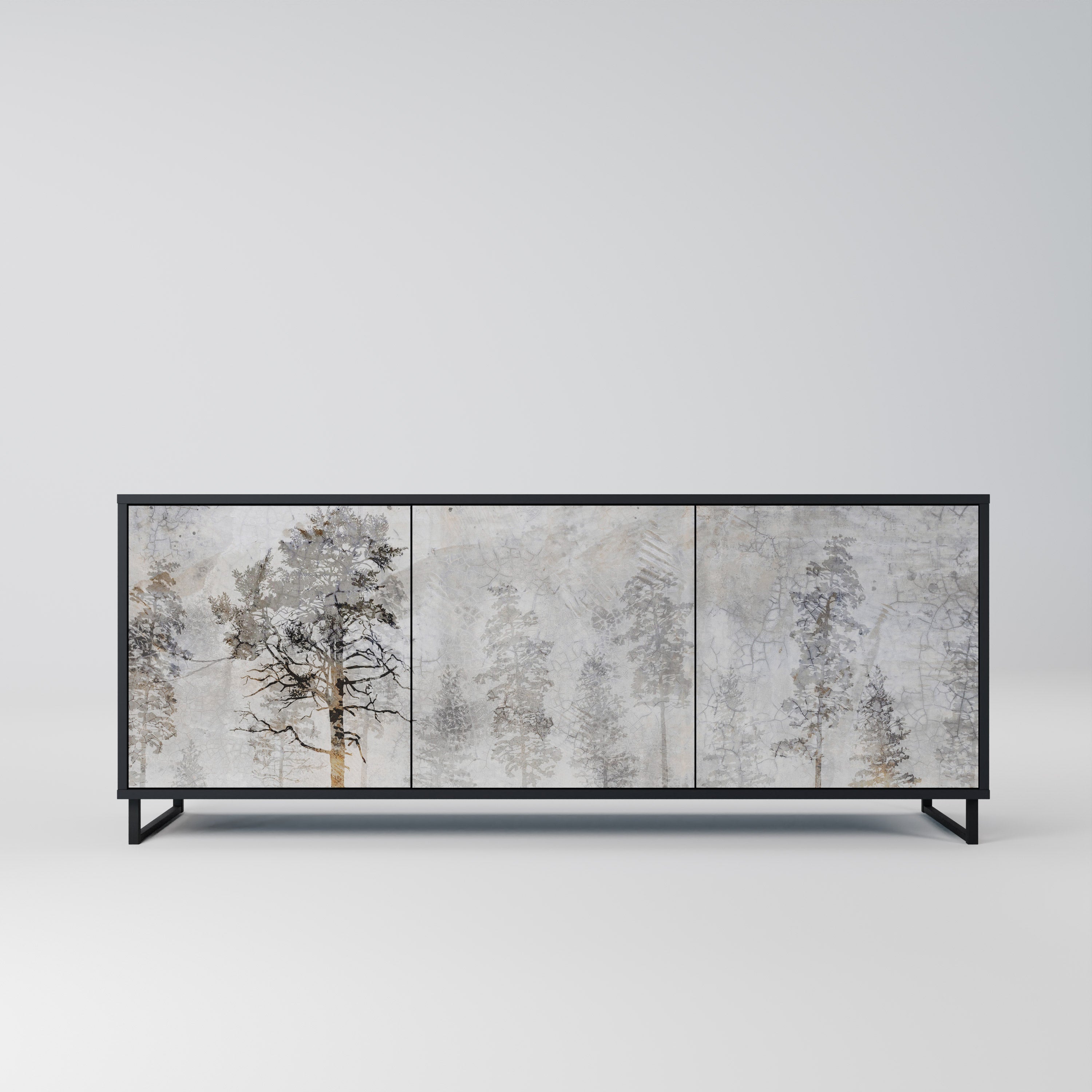 FADE IN THE TREES 3-Door Sideboard in Black Finish