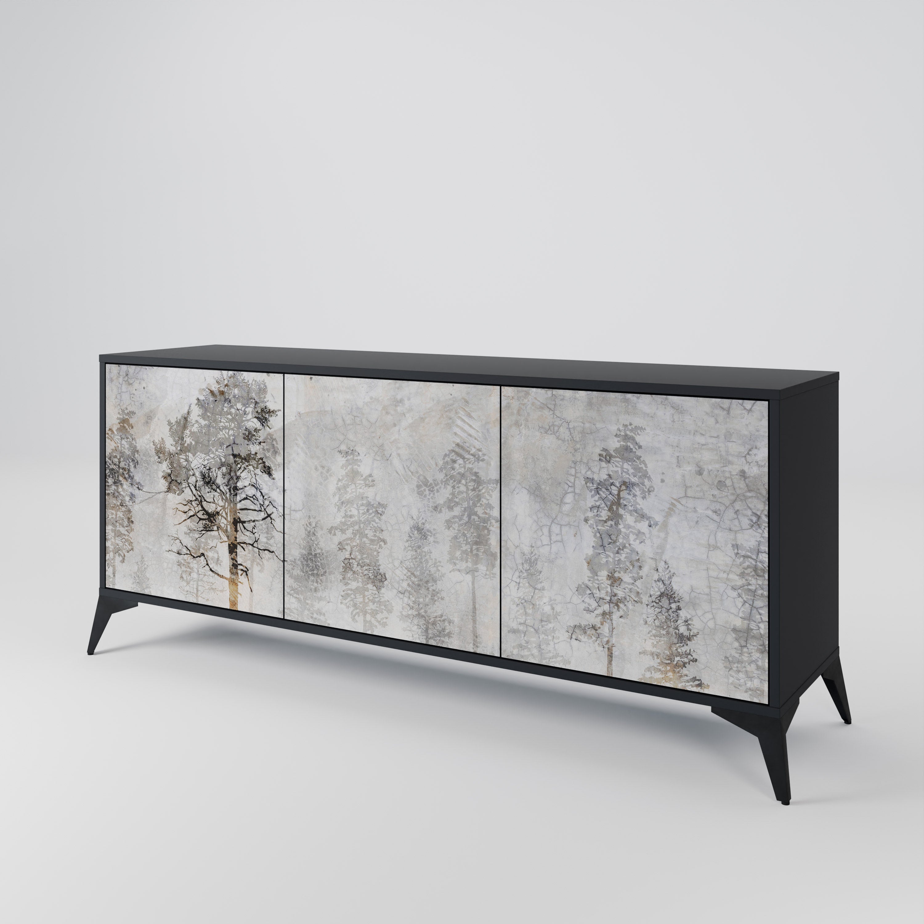 FADE IN THE TREES 3-Door Sideboard in Black Finish