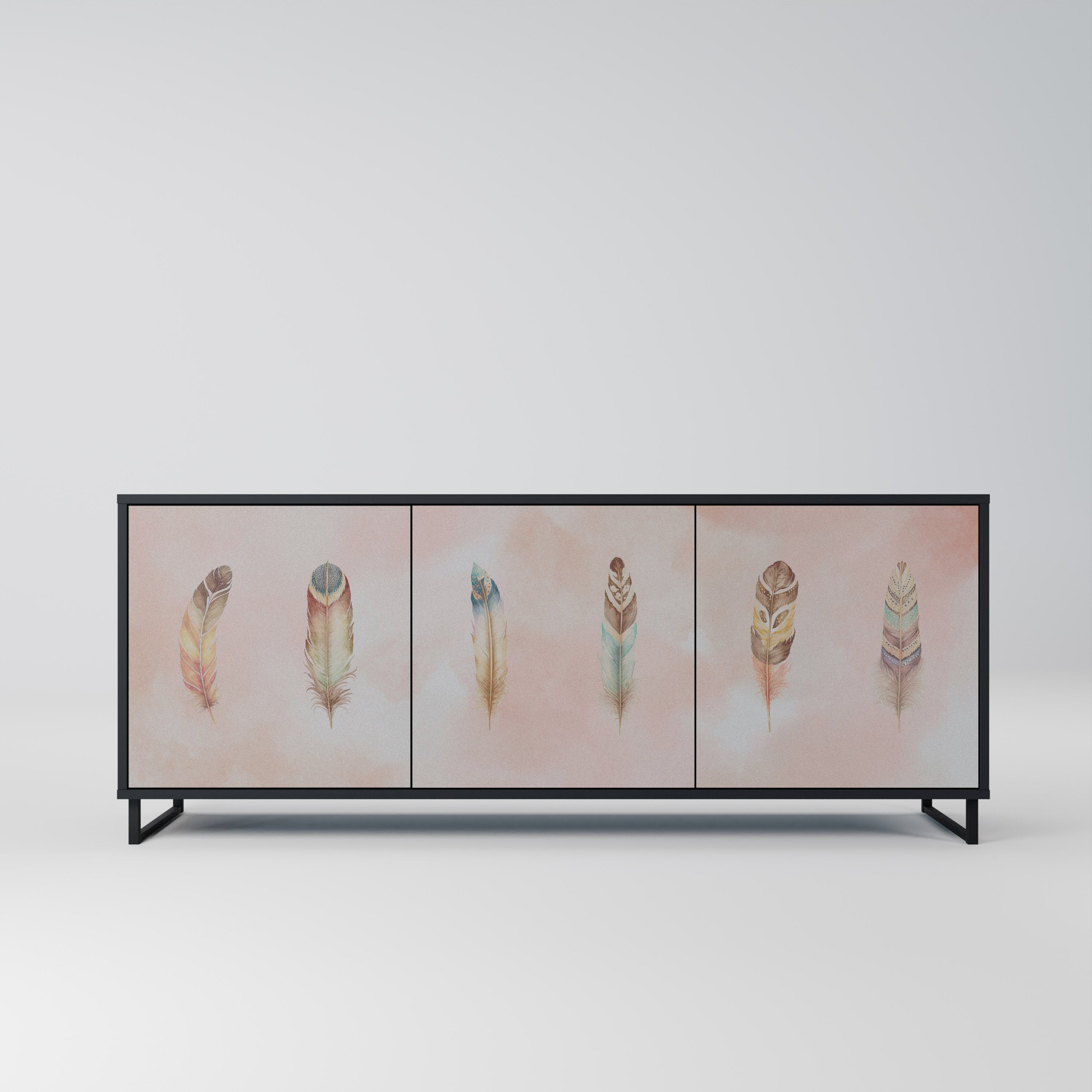 THE DELIQUESCE 3-Door Sideboard in Black Finish