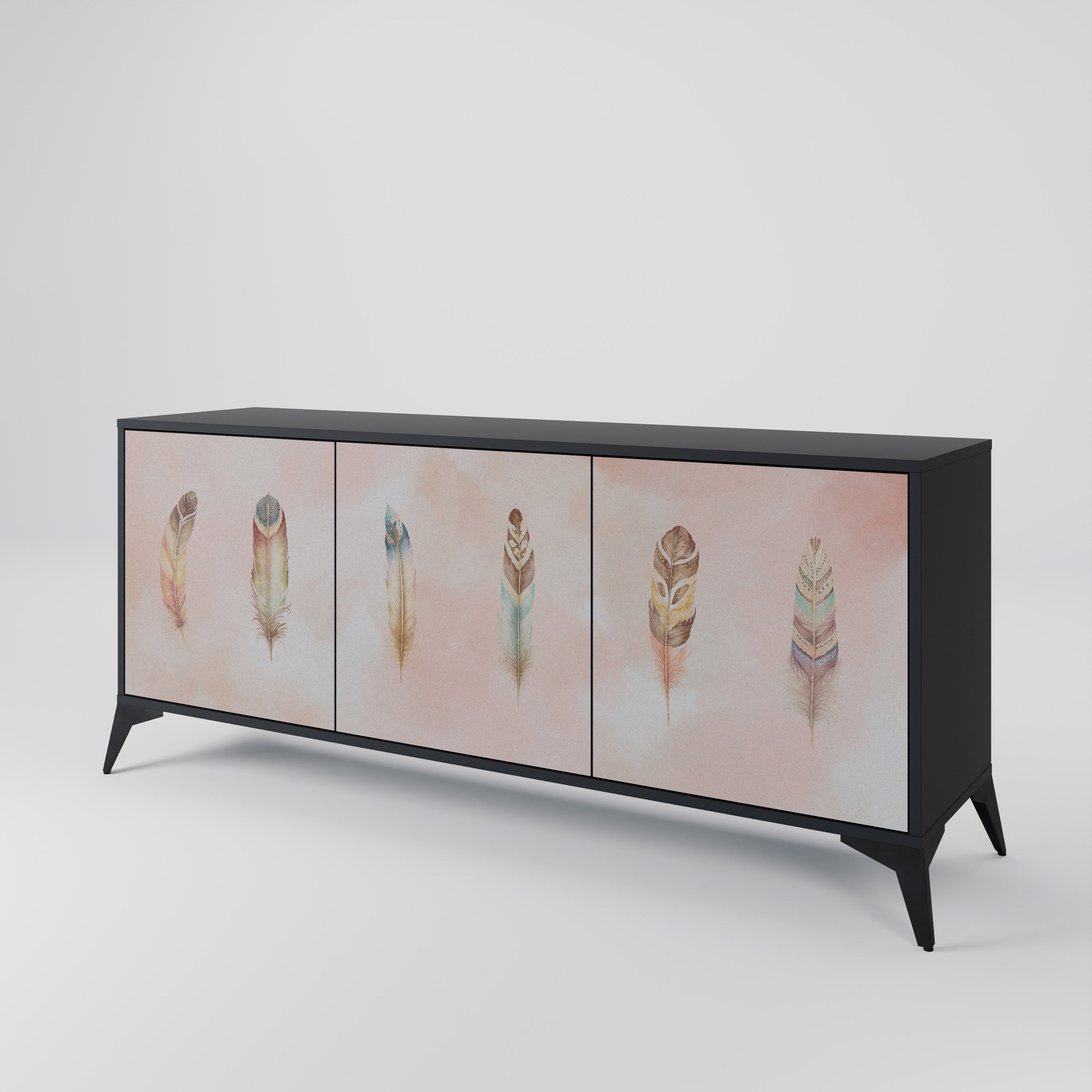 THE DELIQUESCE 3-Door Sideboard in Black Finish