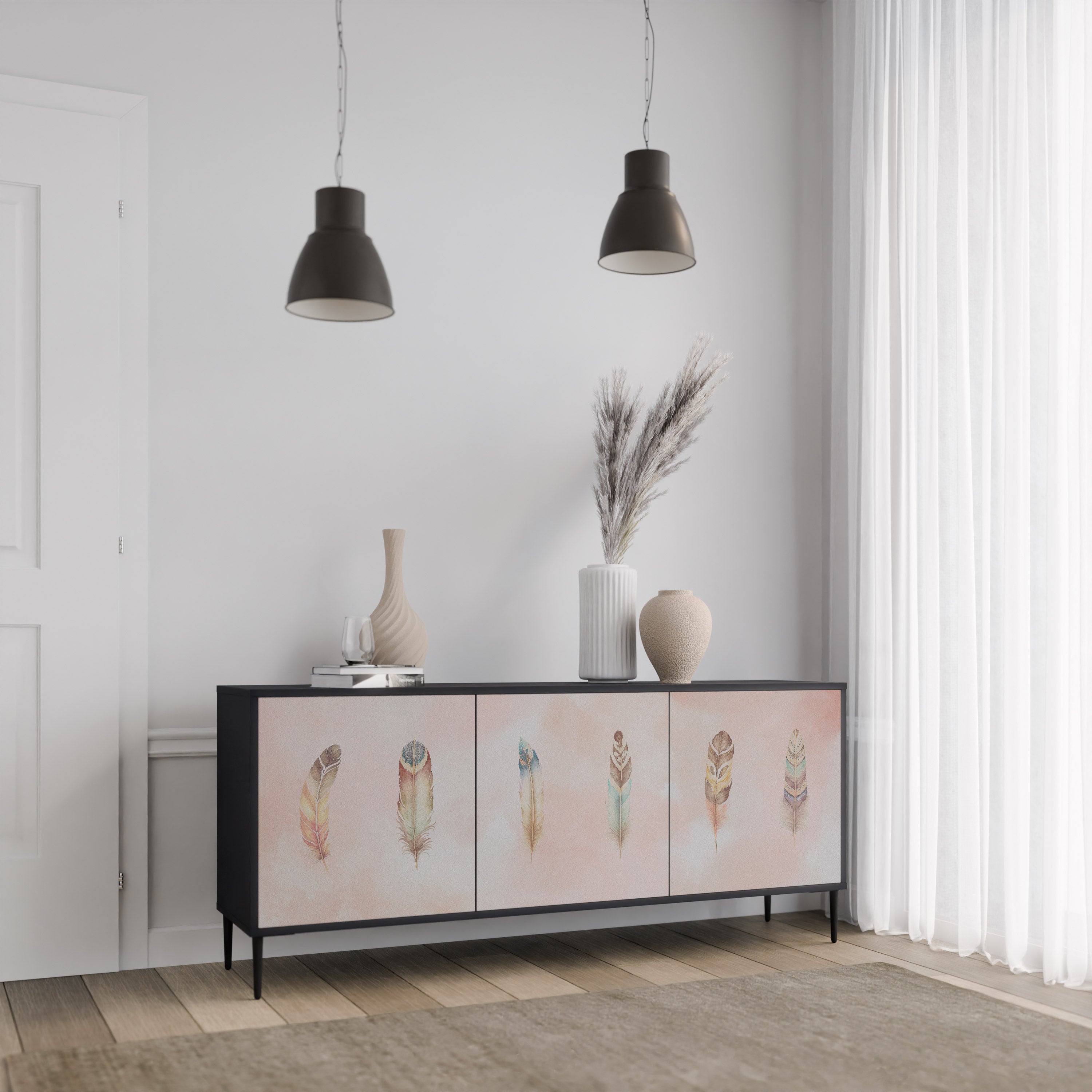 THE DELIQUESCE 3-Door Sideboard in Black Finish