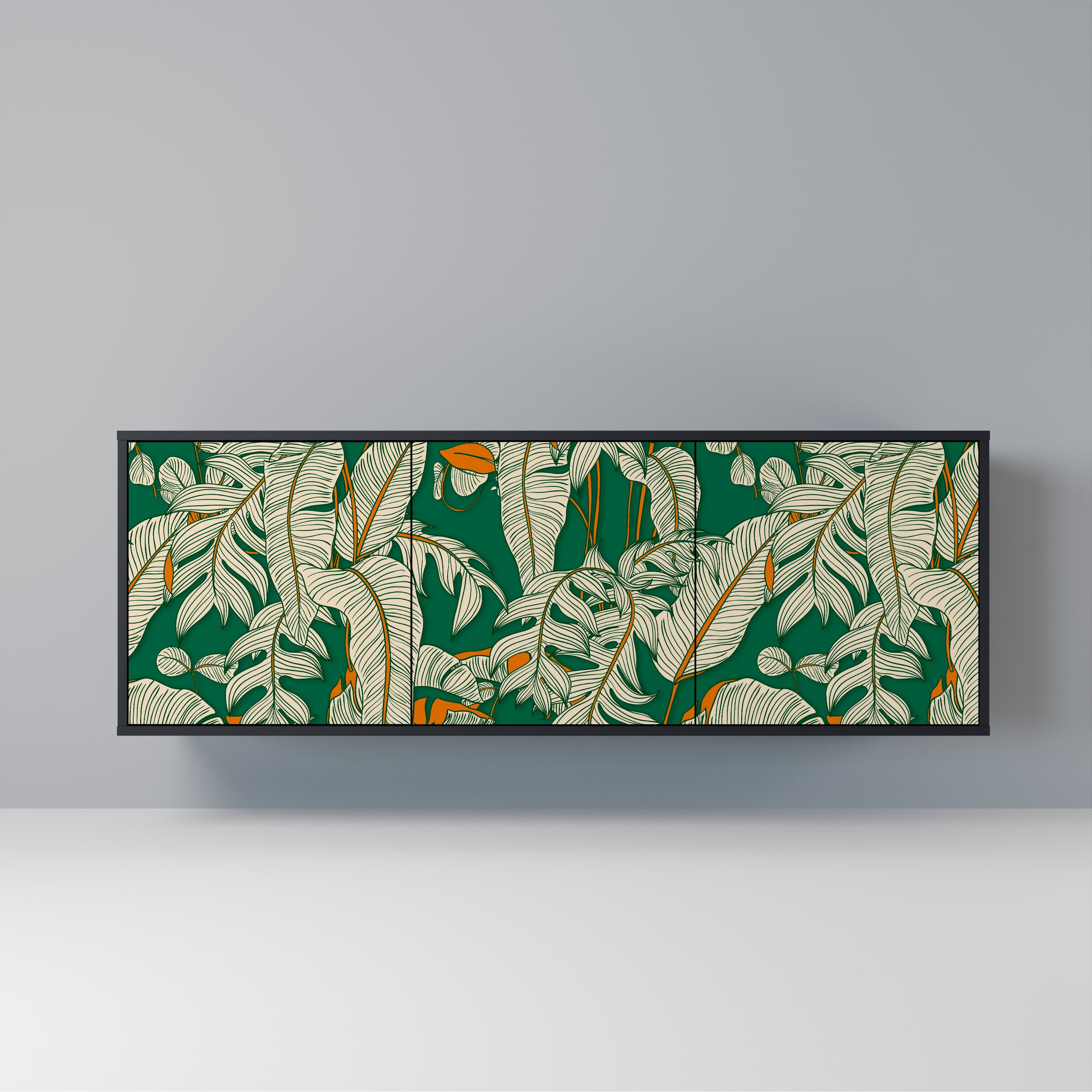 VERDANT PLEASURES 3-Door Sideboard in Black Finish