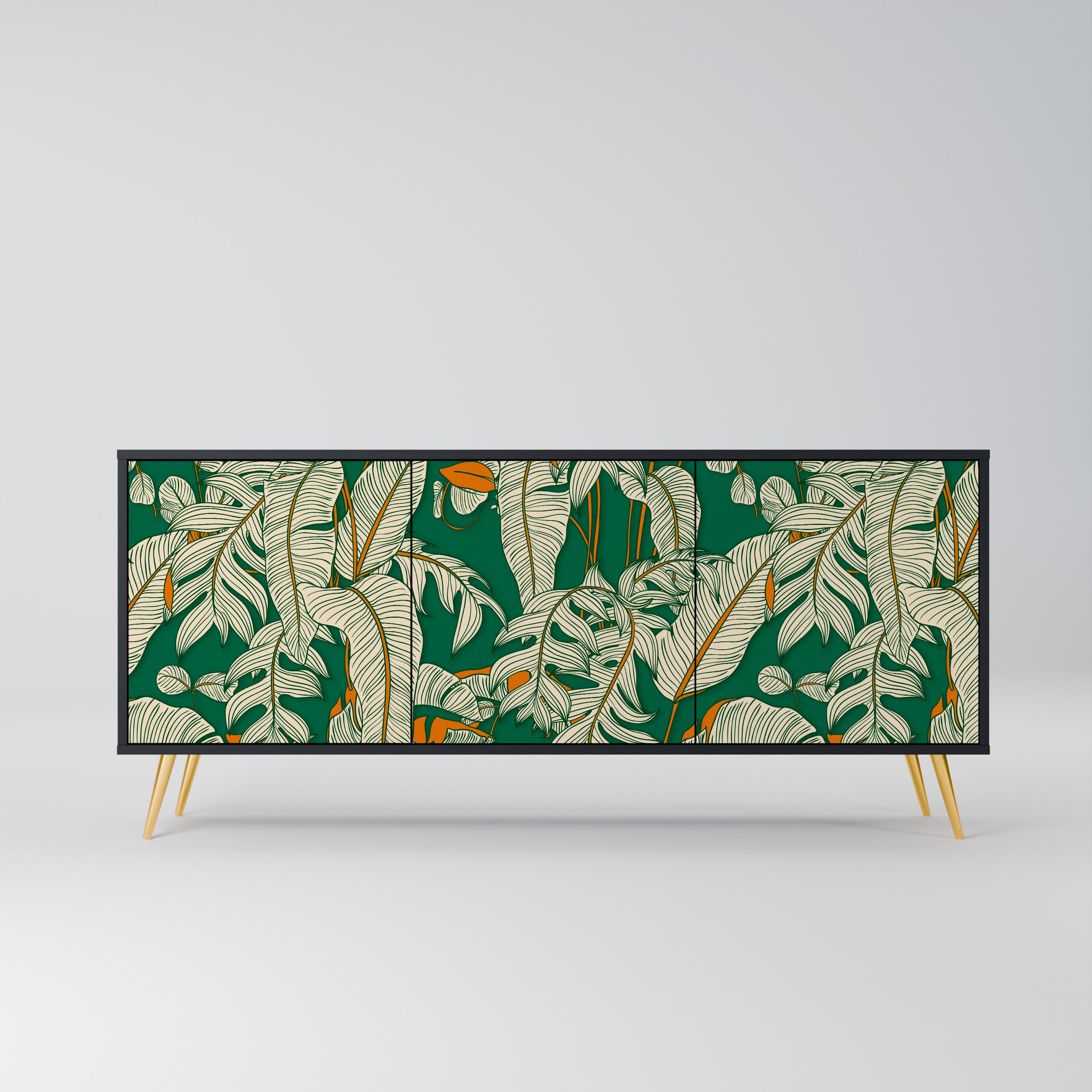 VERDANT PLEASURES 3-Door Sideboard in Black Finish