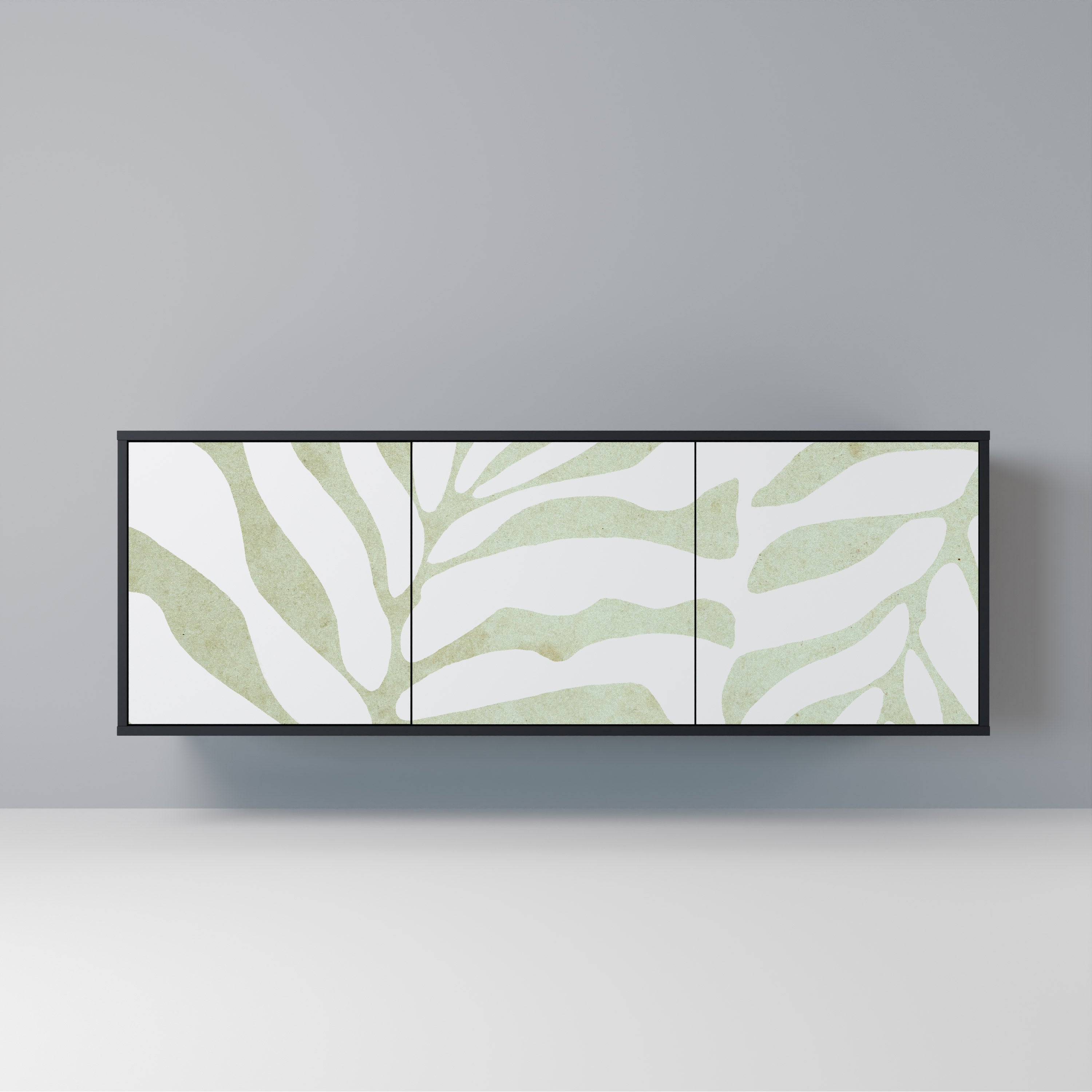 BOTANICAL SPARK 3-Door Sideboard in Black Finish