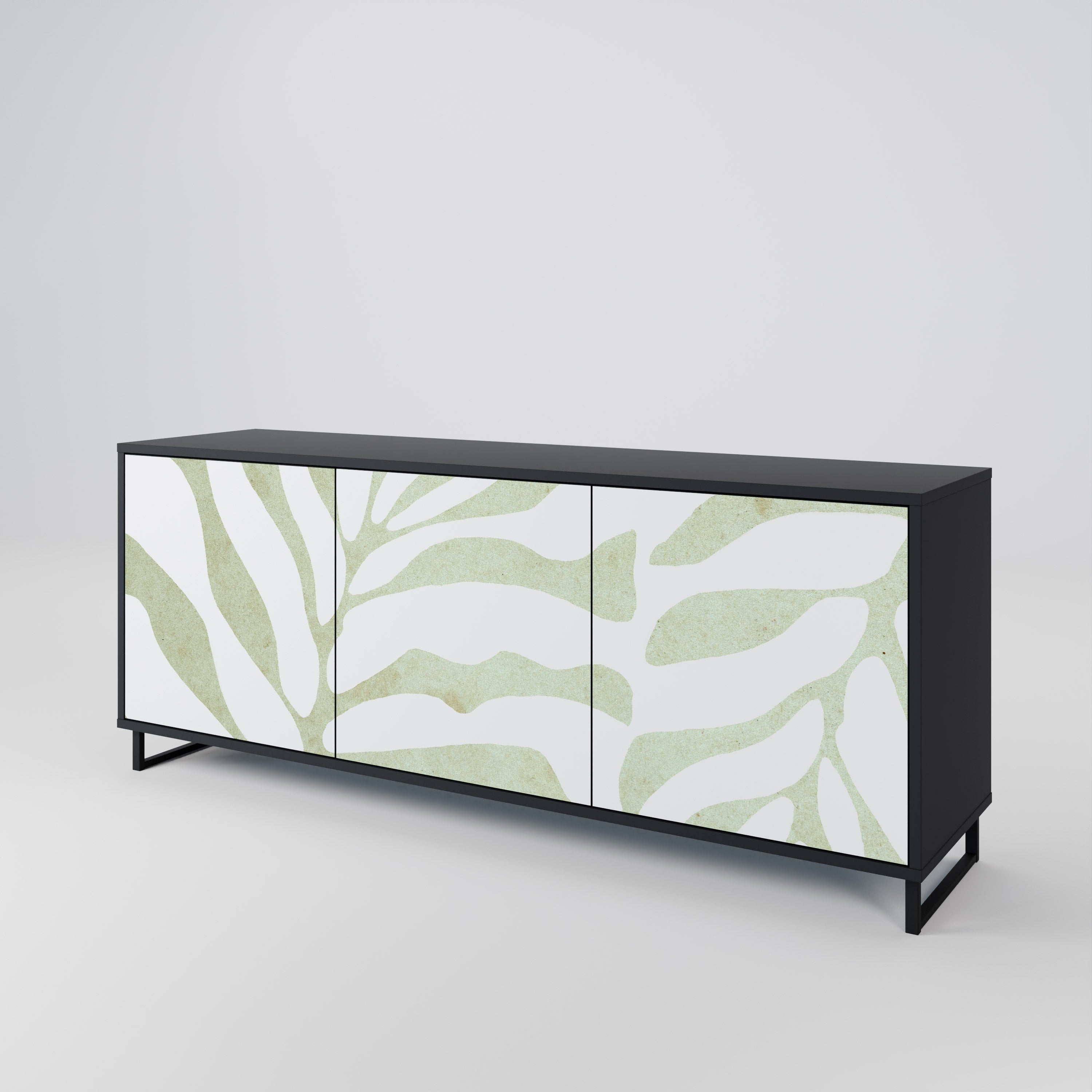 BOTANICAL SPARK 3-Door Sideboard in Black Finish