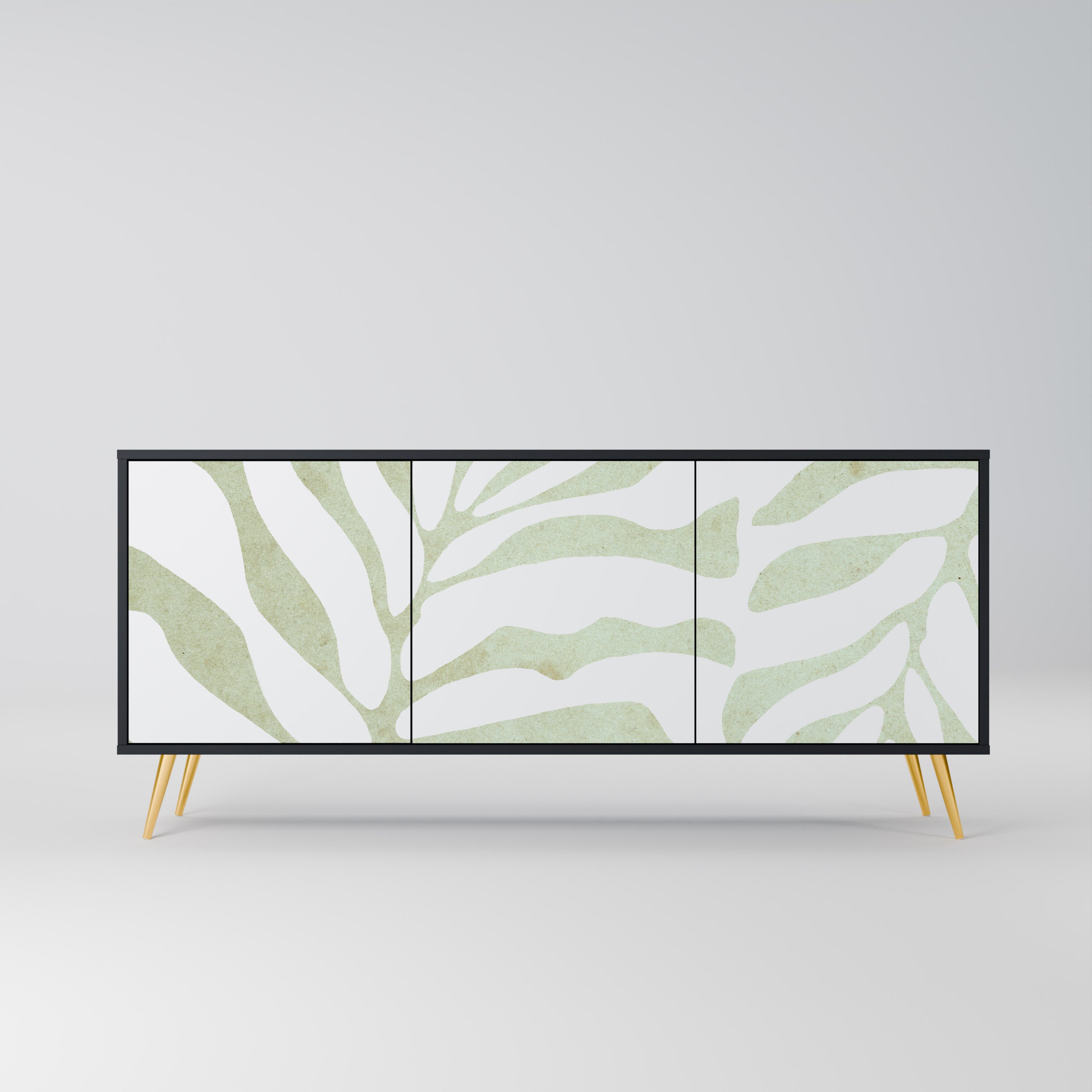 BOTANICAL SPARK 3-Door Sideboard in Black Finish