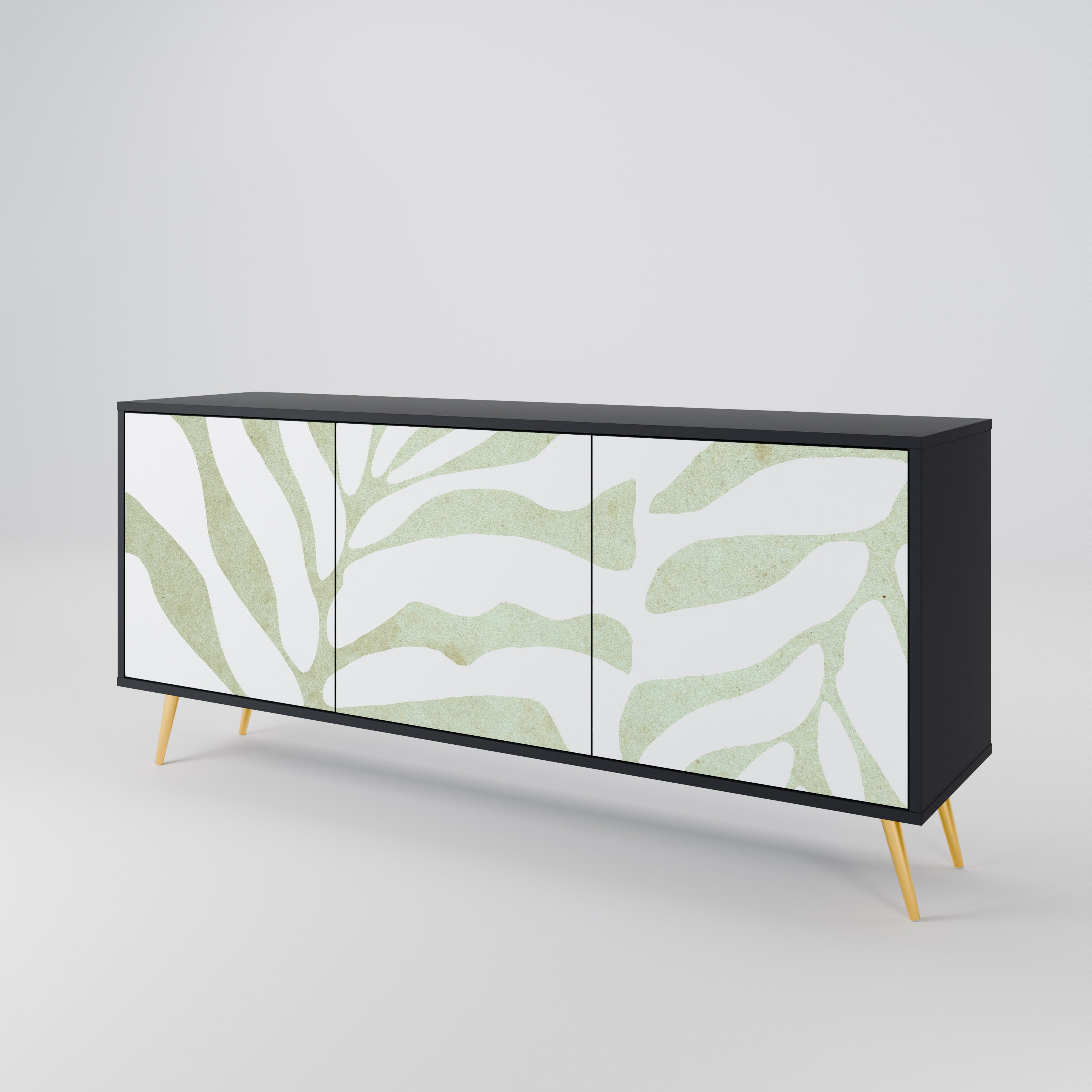 BOTANICAL SPARK 3-Door Sideboard in Black Finish