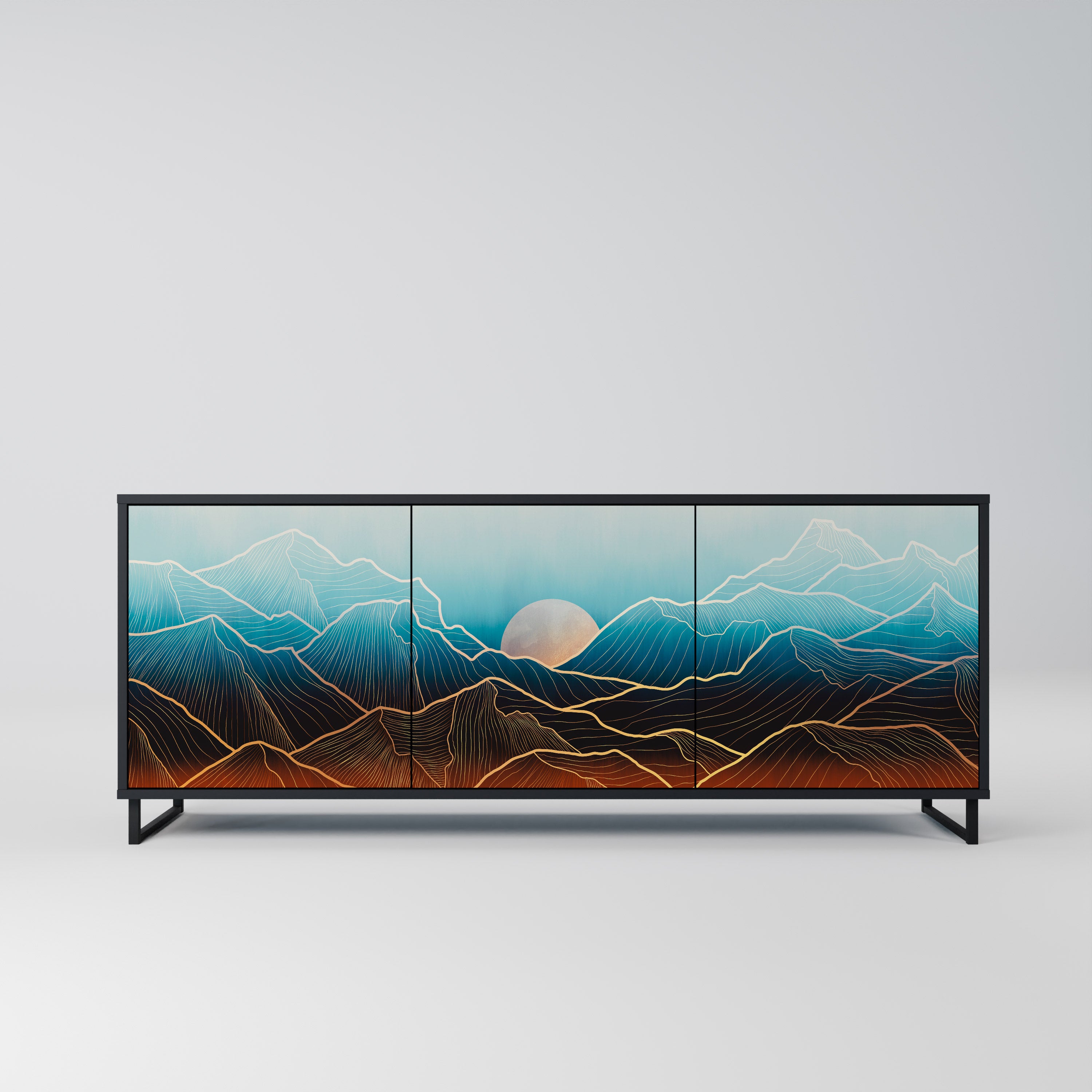 LUNAR SECRETS 3-Door Sideboard in Black Finish