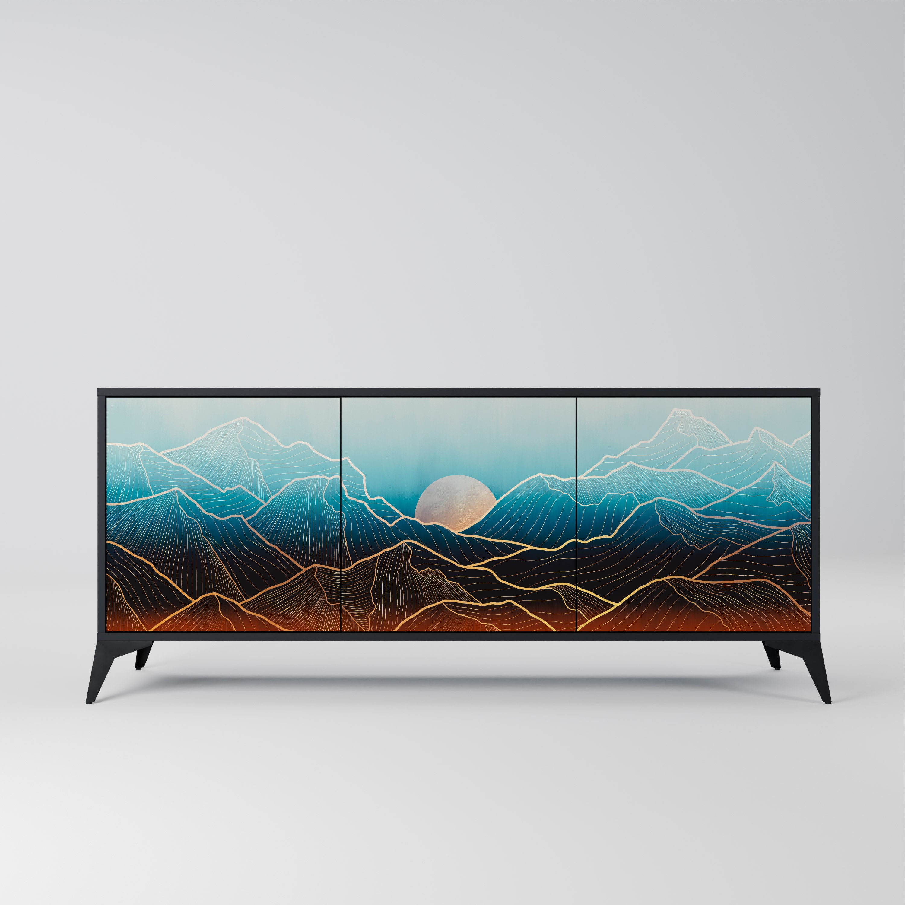 LUNAR SECRETS 3-Door Sideboard in Black Finish