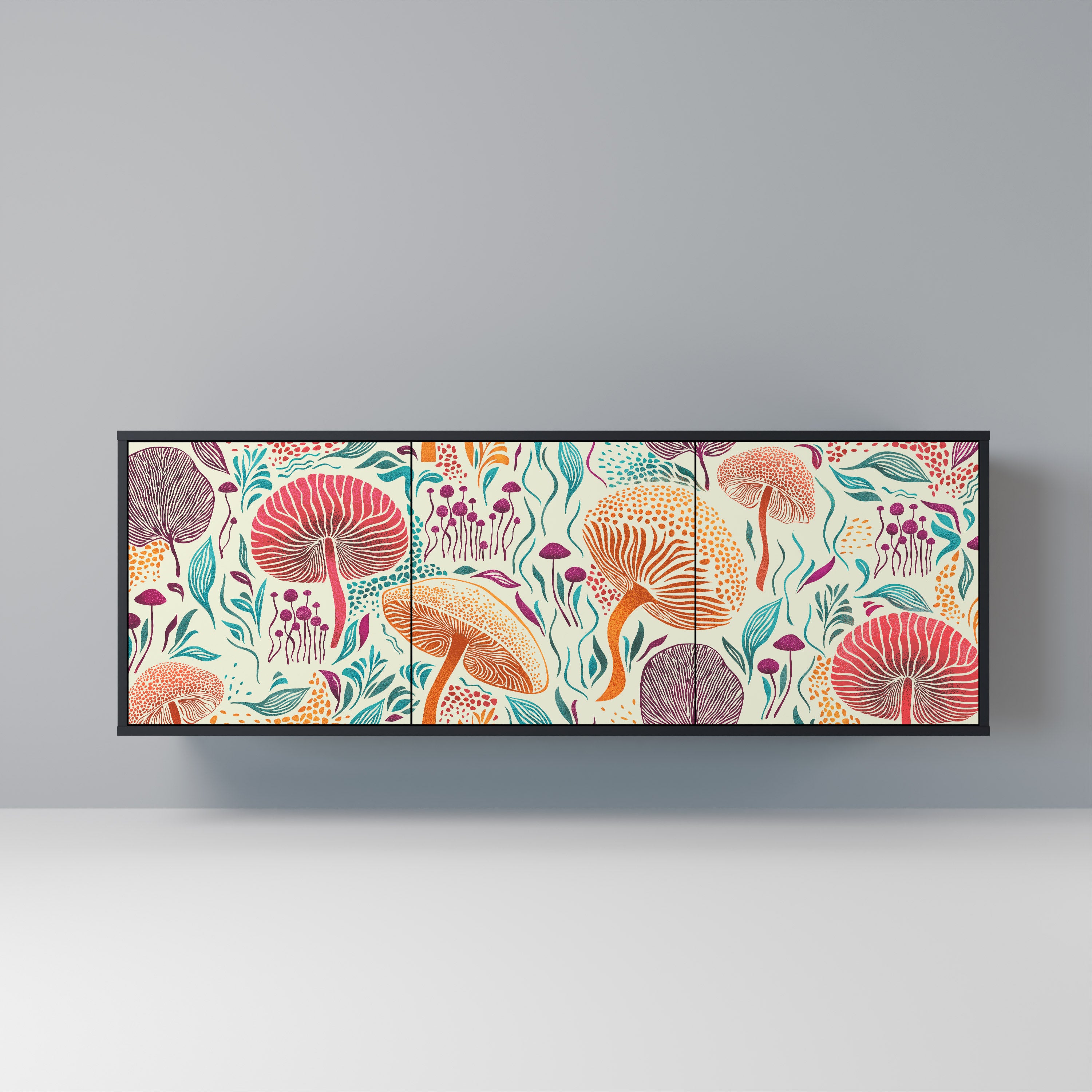 Aparador FUNGUS FANTASY de 3 puertas con acabado negro