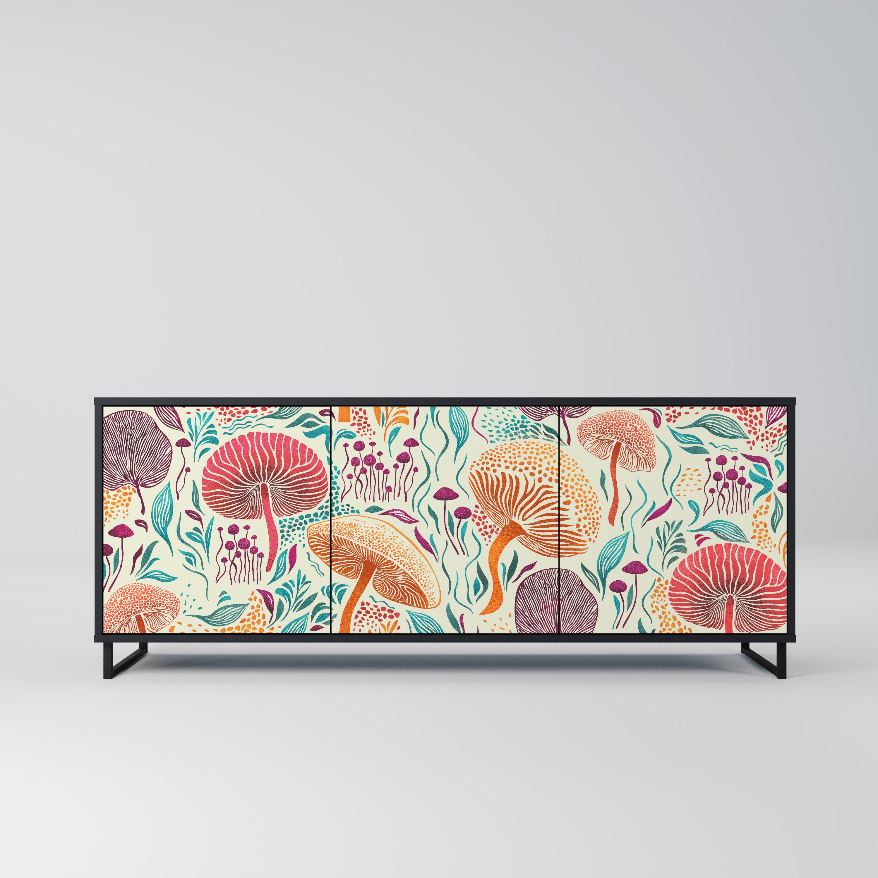 Aparador FUNGUS FANTASY de 3 puertas con acabado negro