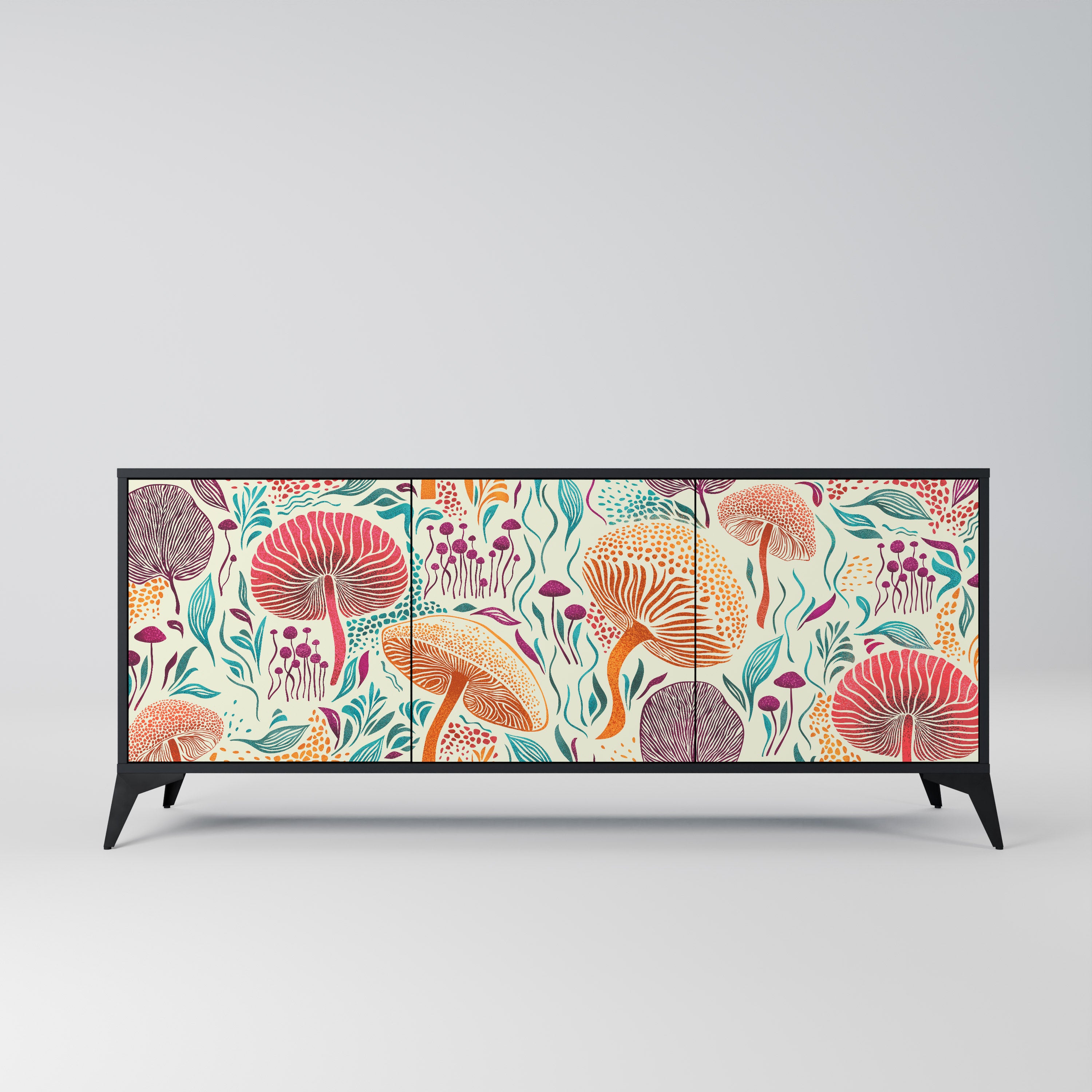 Aparador FUNGUS FANTASY de 3 puertas con acabado negro