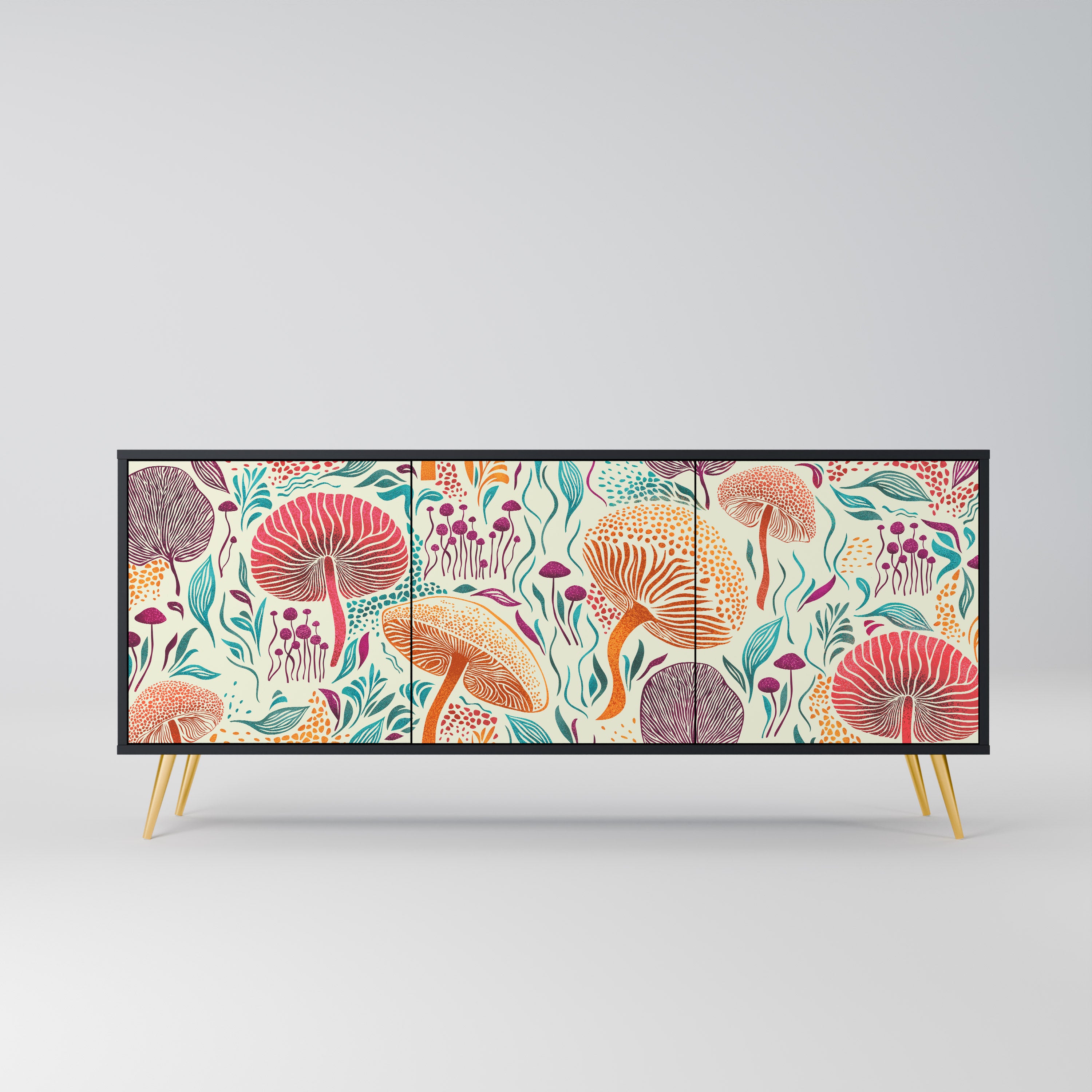 Aparador FUNGUS FANTASY de 3 puertas con acabado negro