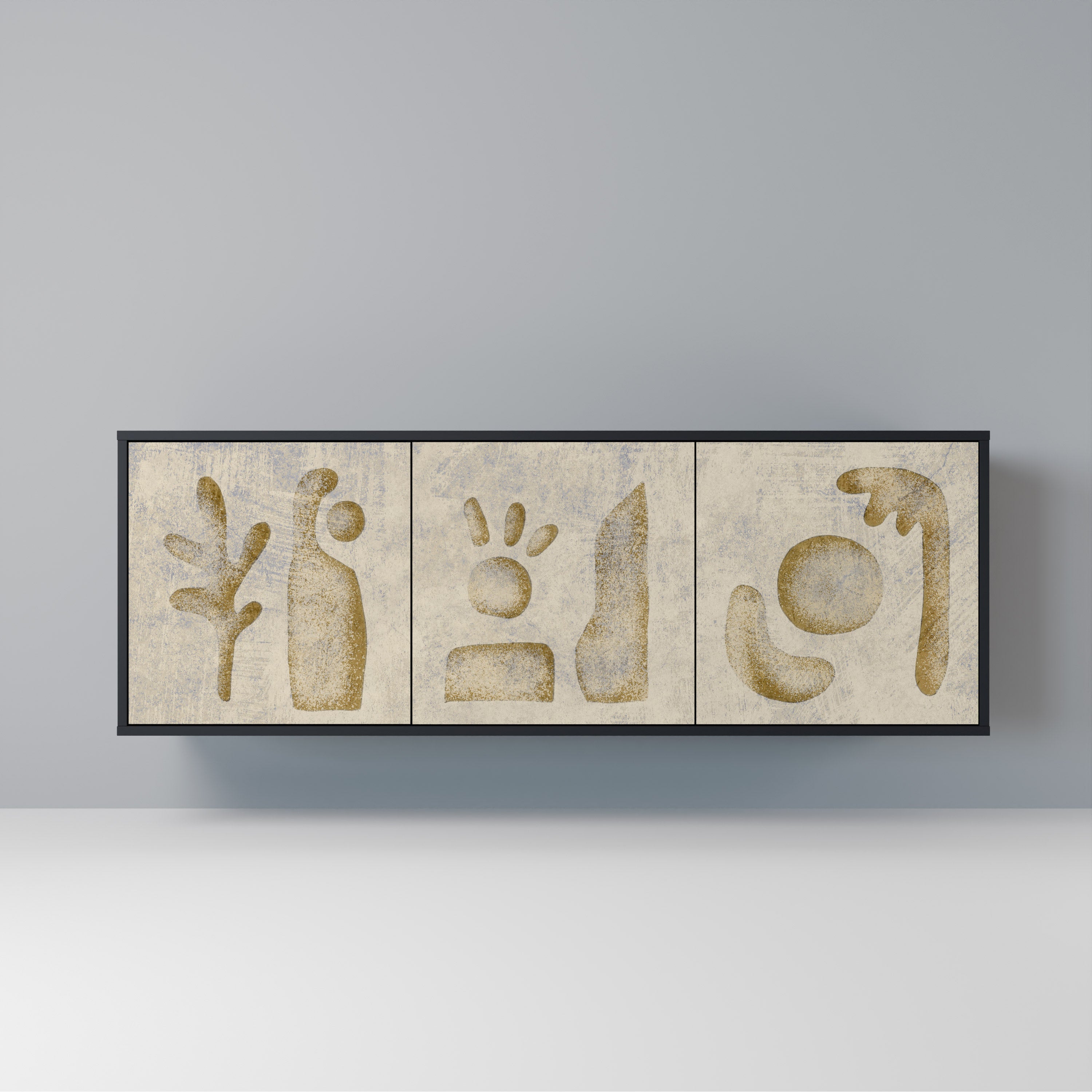 Aparador de 3 puertas SAND SCULPTURES en acabado negro