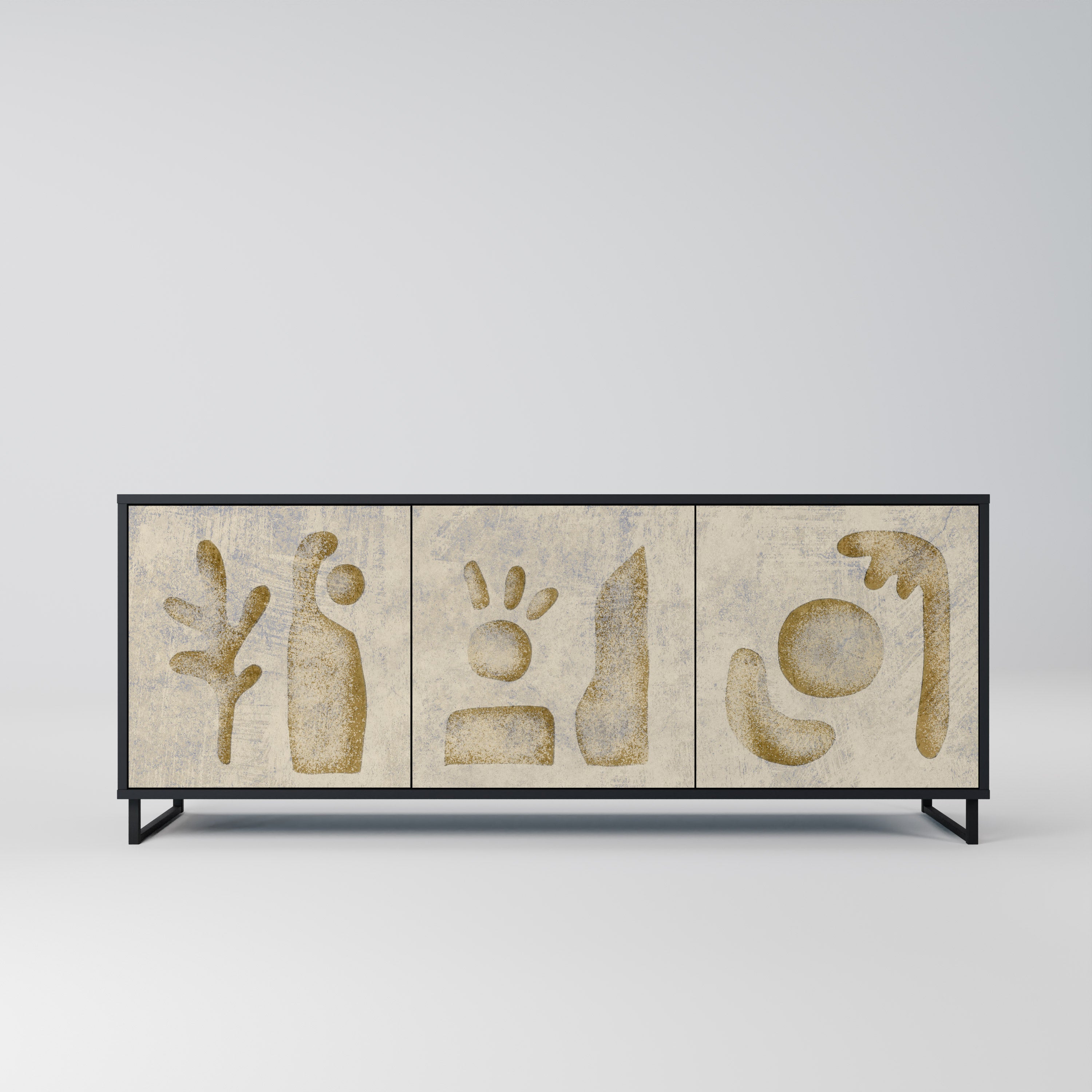 Aparador de 3 puertas SAND SCULPTURES en acabado negro