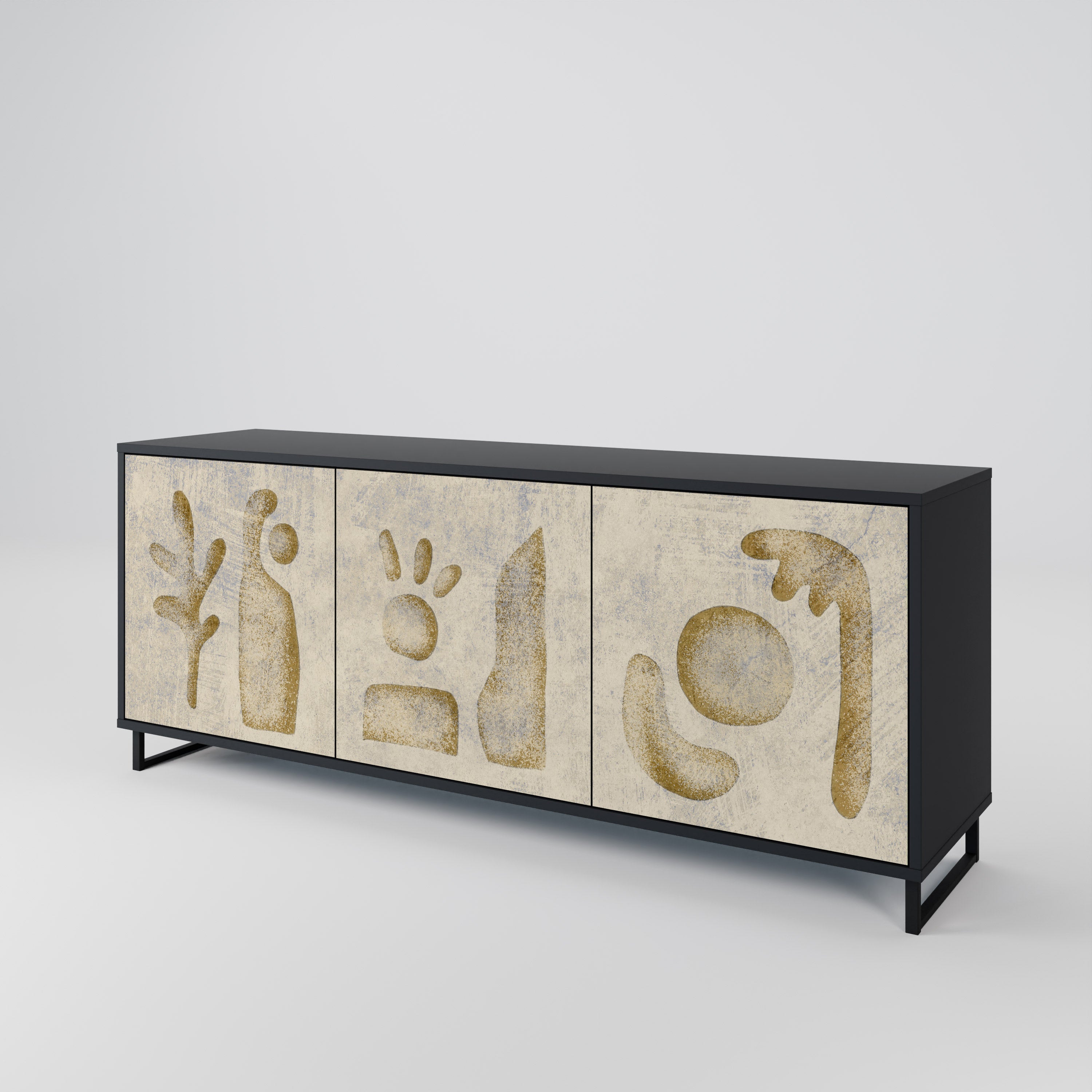 SAND SCULPTURES 3-Door Sideboard in Black Finish