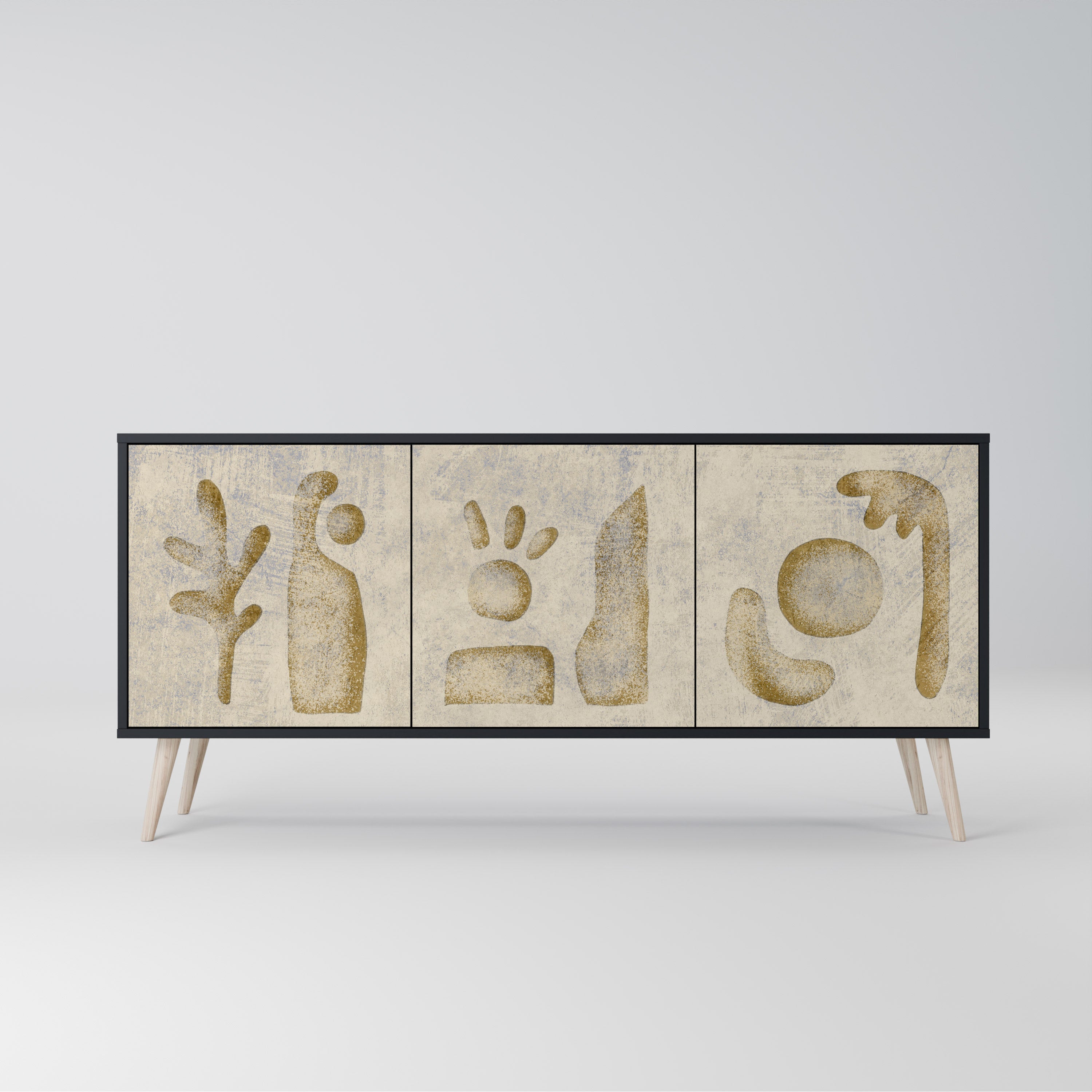 Aparador de 3 puertas SAND SCULPTURES en acabado negro