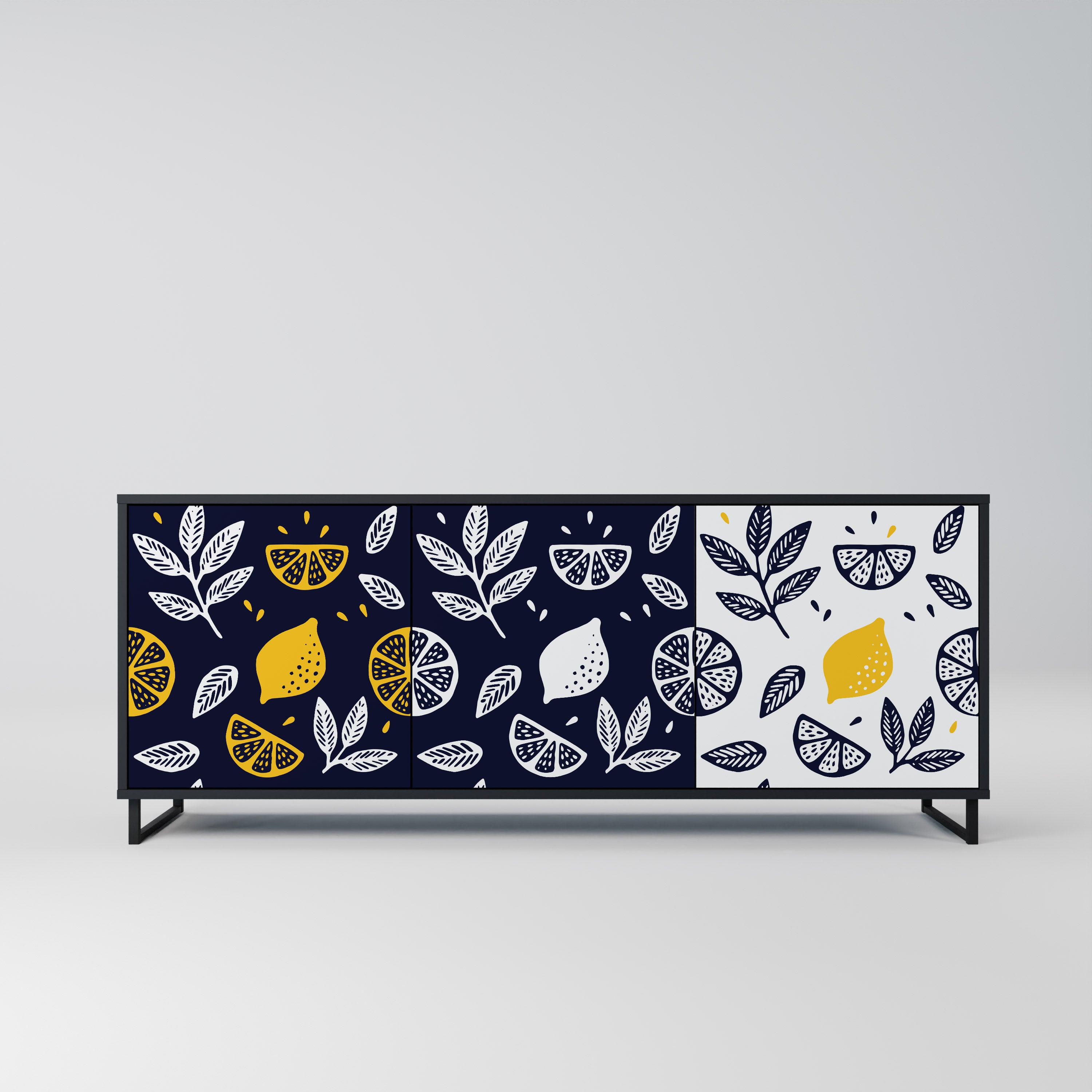 Aparador de 3 puertas CITRUS BLACK AND WHITE en acabado negro