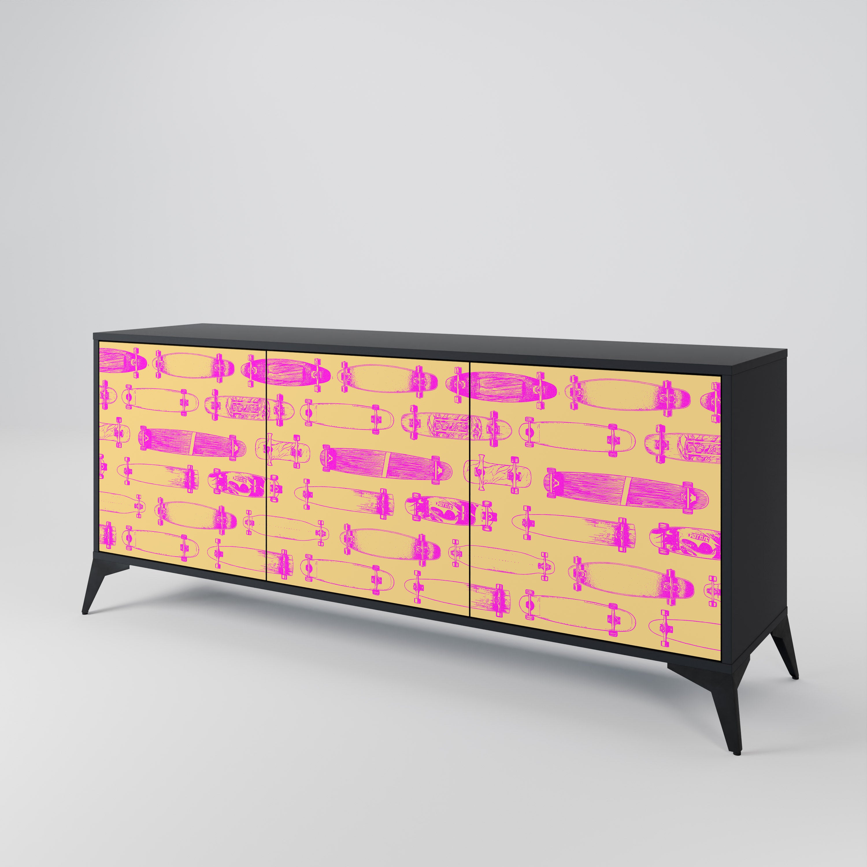 SKATEBOARD ARTISTRY 3-Door Sideboard in Black Finish
