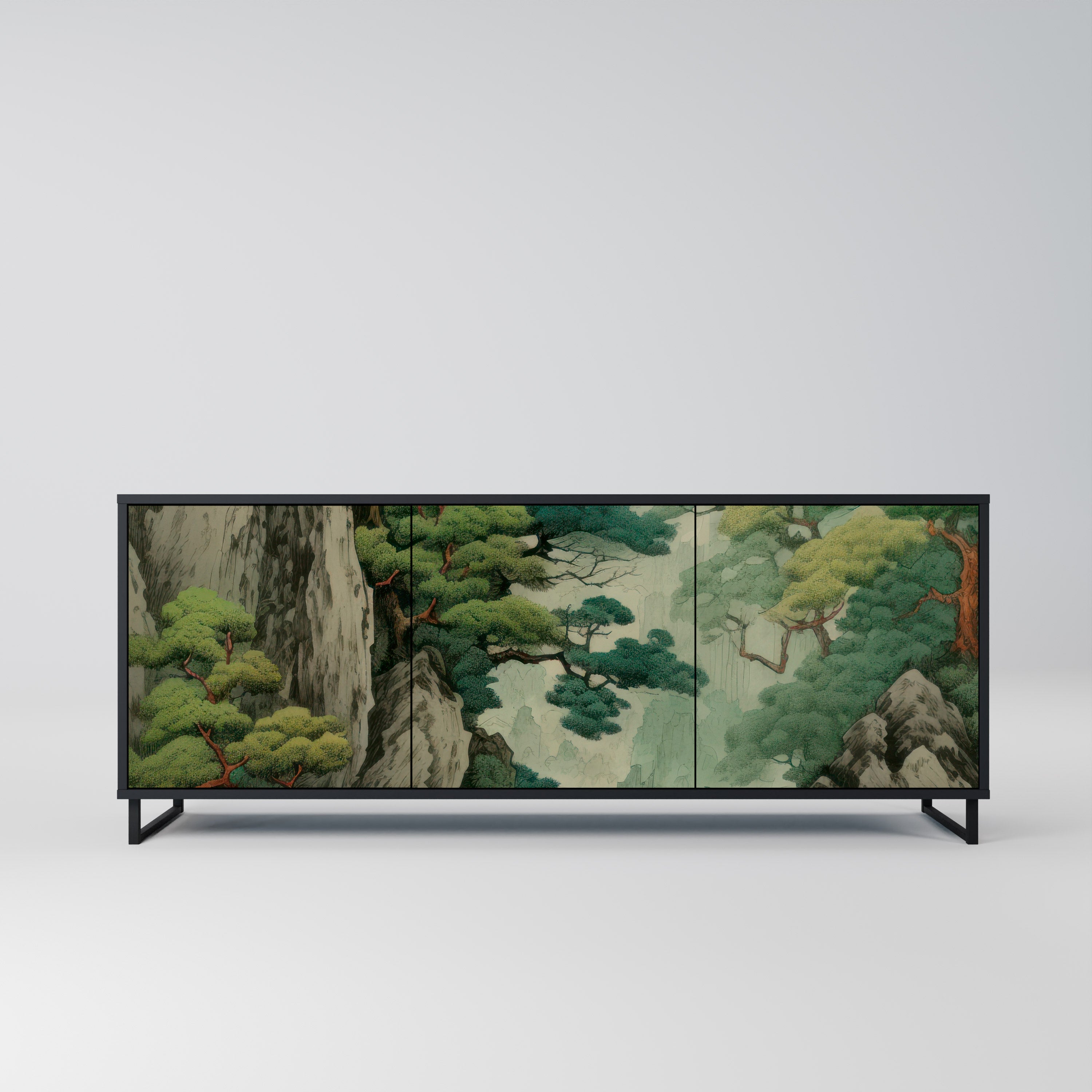 Aparador VERDURE ABYSS de 3 puertas con acabado negro