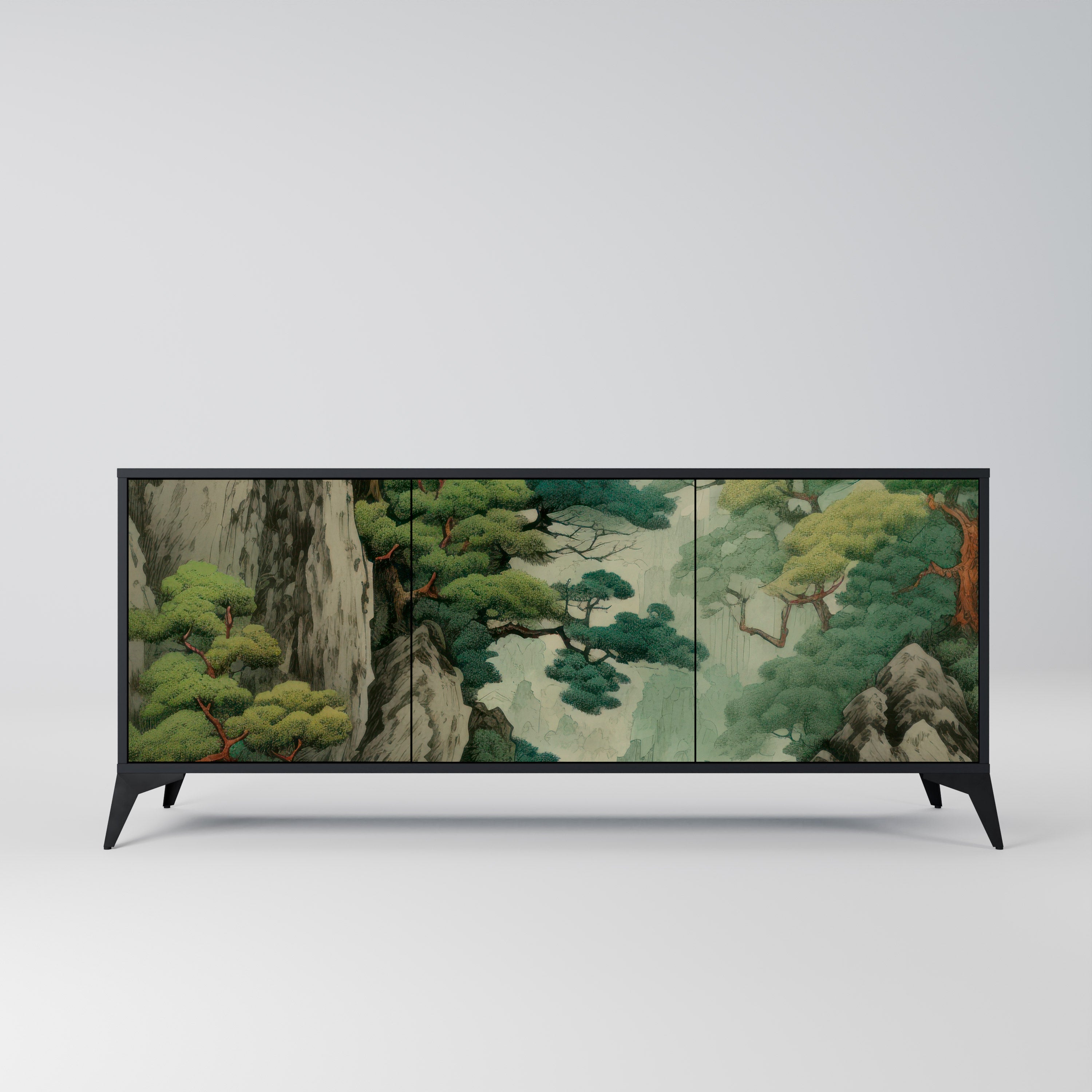 Aparador VERDURE ABYSS de 3 puertas con acabado negro